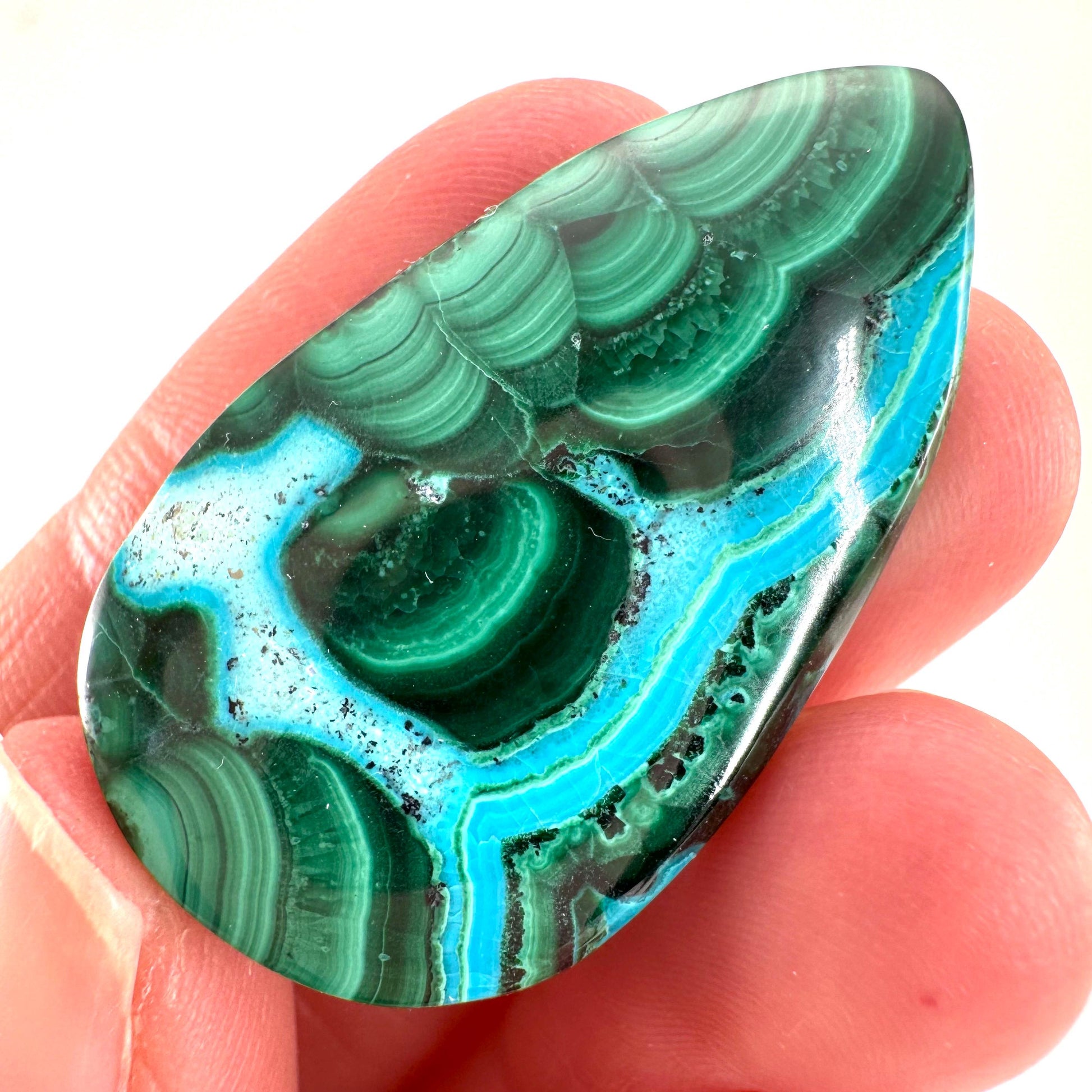 Malachite Chrysocolla Cabochon | Green and Blue Malacolla Gemstone