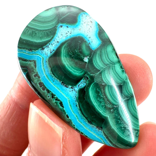 Malachite Chrysocolla Cabochon | Green and Blue Malacolla Gemstone