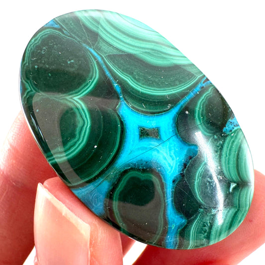 Malachite Chrysocolla Cabochon | Green and Blue Malacolla Gemstone