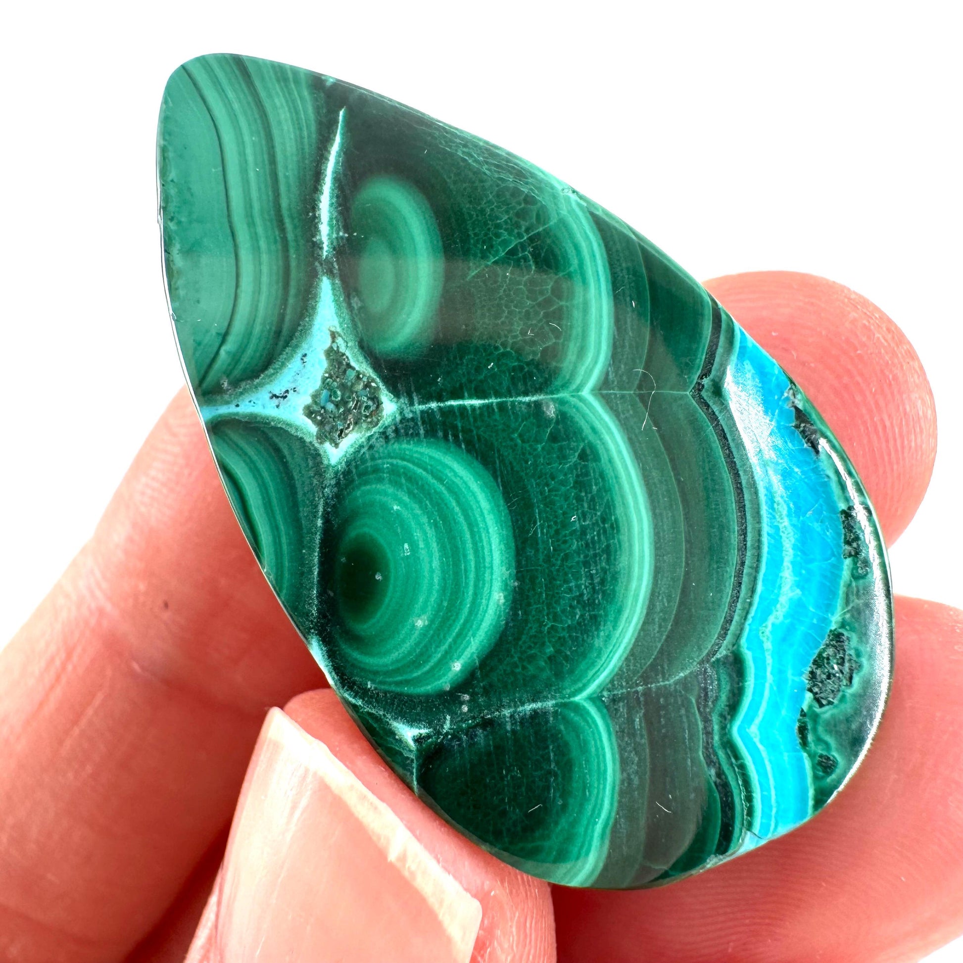 Malachite Chrysocolla Cabochon | Green and Blue Malacolla Gemstone