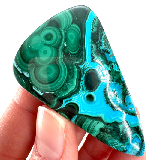 Malachite Chrysocolla Cabochon | Green and Blue Malacolla Gemstone