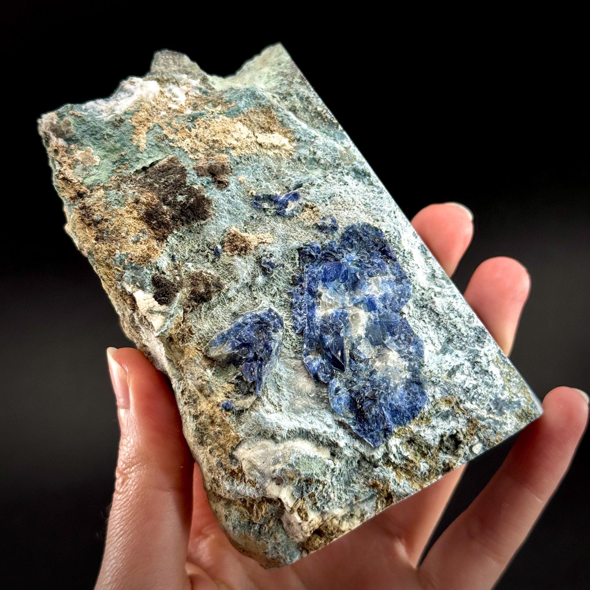 Benitoite with Joaquinite, Serandite & Neptunite (California, USA) | UV reactive benitoite crystal, rare mineral specimen