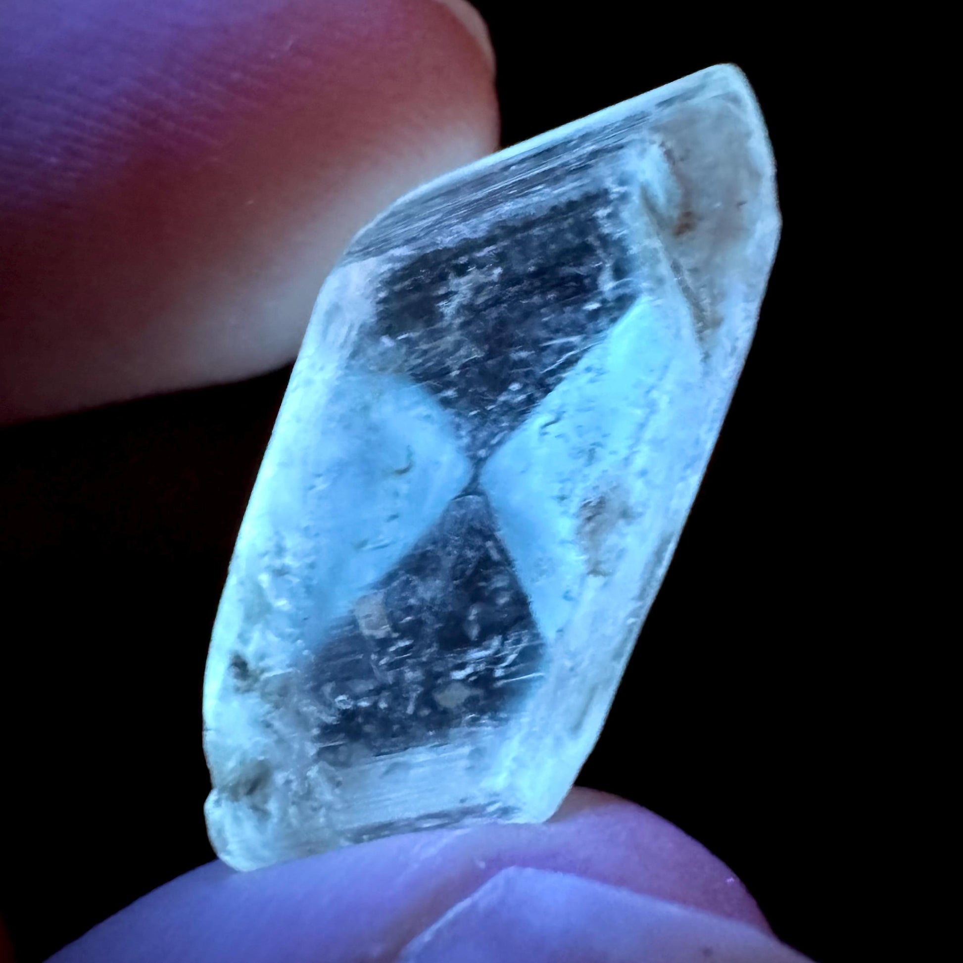 Hourglass Selenite | Phosphorescent UV Reactive Gypsum Crystal from Canada