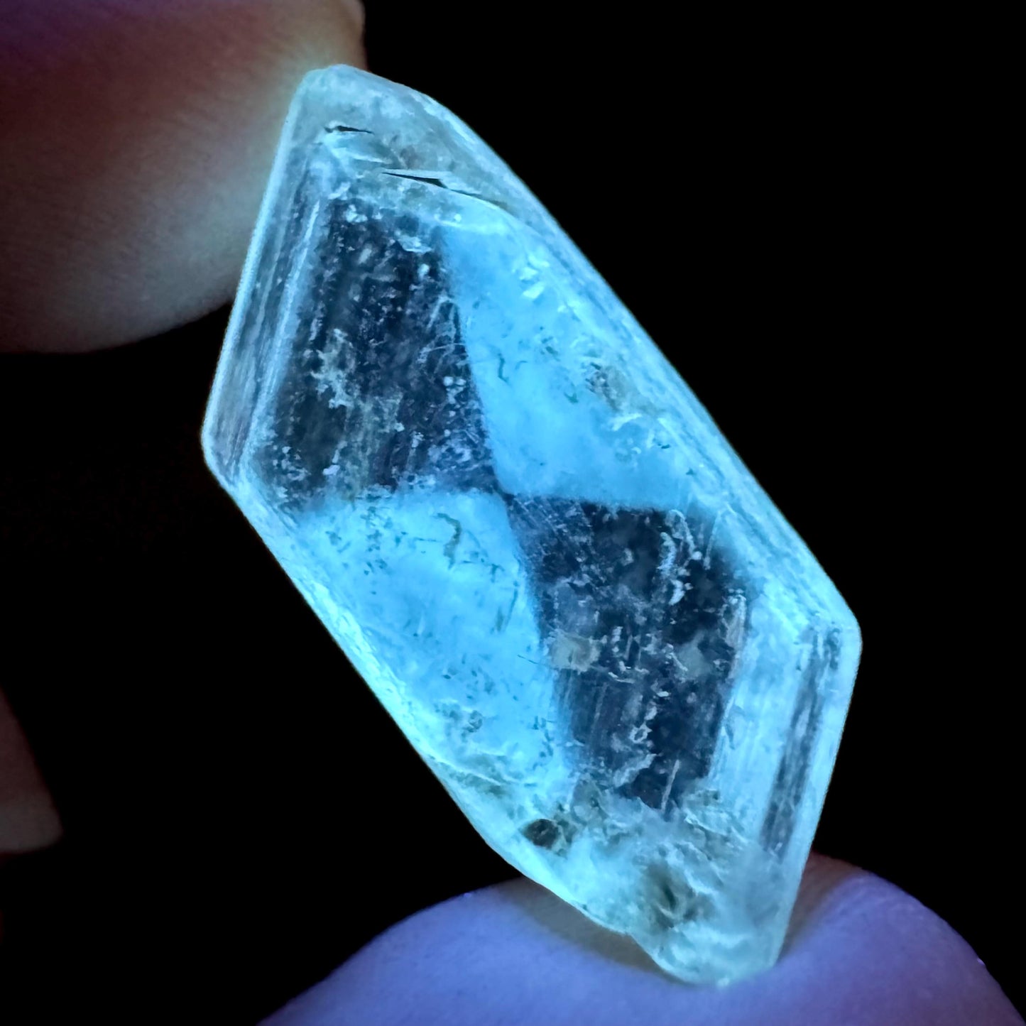 Hourglass Selenite | Phosphorescent UV Reactive Gypsum Crystal from Canada