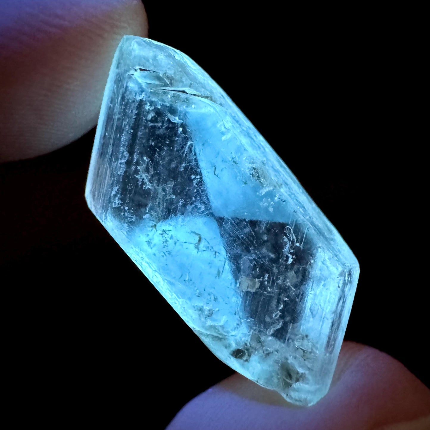 Hourglass Selenite | Phosphorescent UV Reactive Gypsum Crystal from Canada