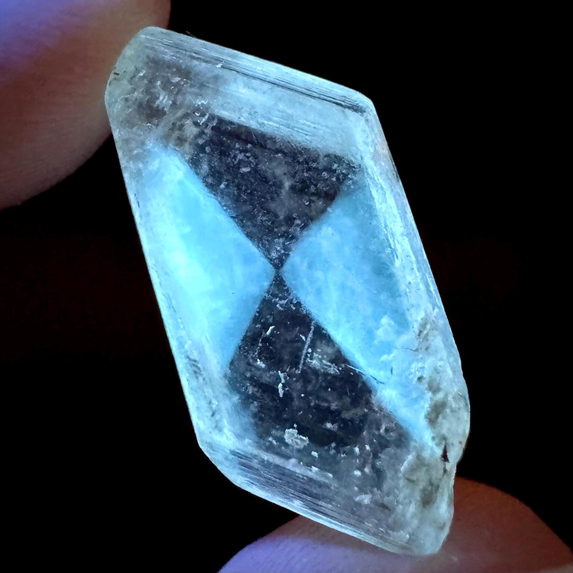 Hourglass Selenite | Phosphorescent UV Reactive Gypsum Crystal from Canada