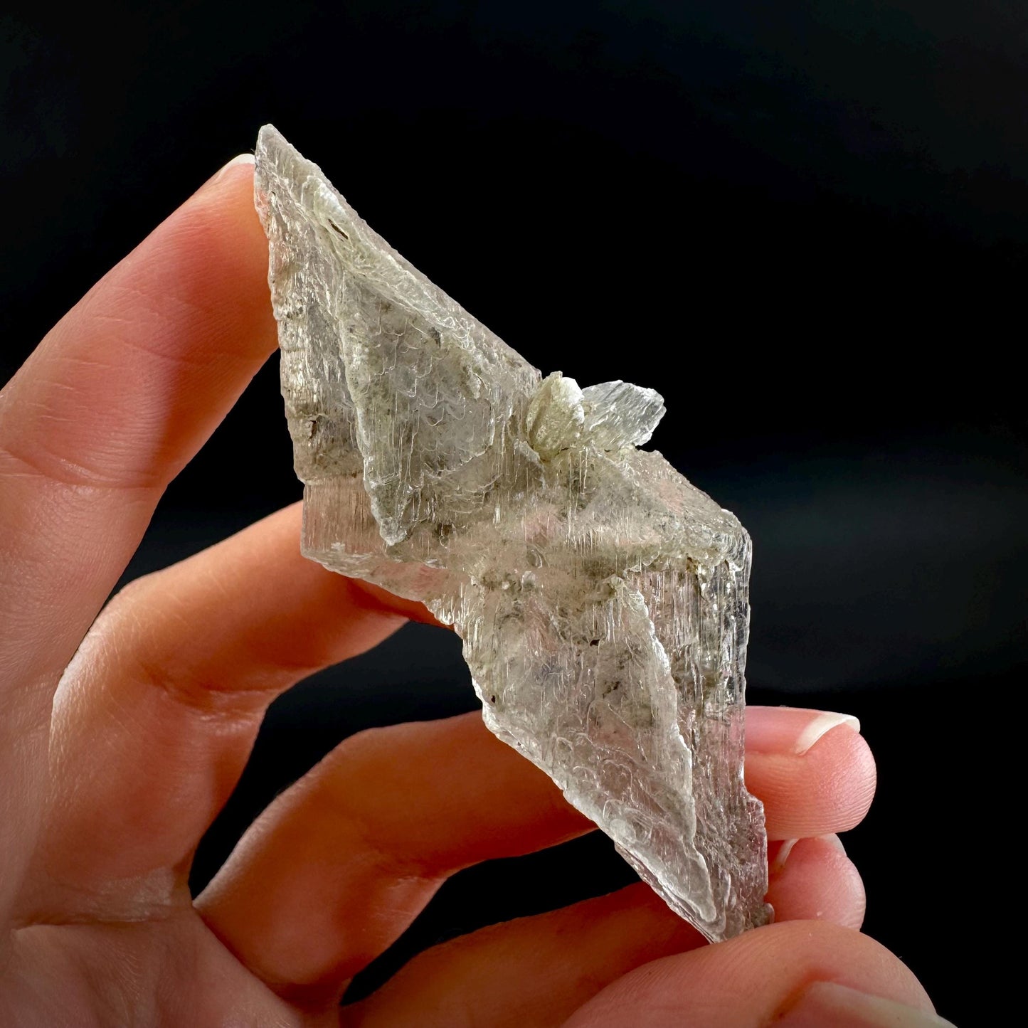 Hourglass Selenite | Phosphorescent UV Reactive Gypsum Crystal from Canada