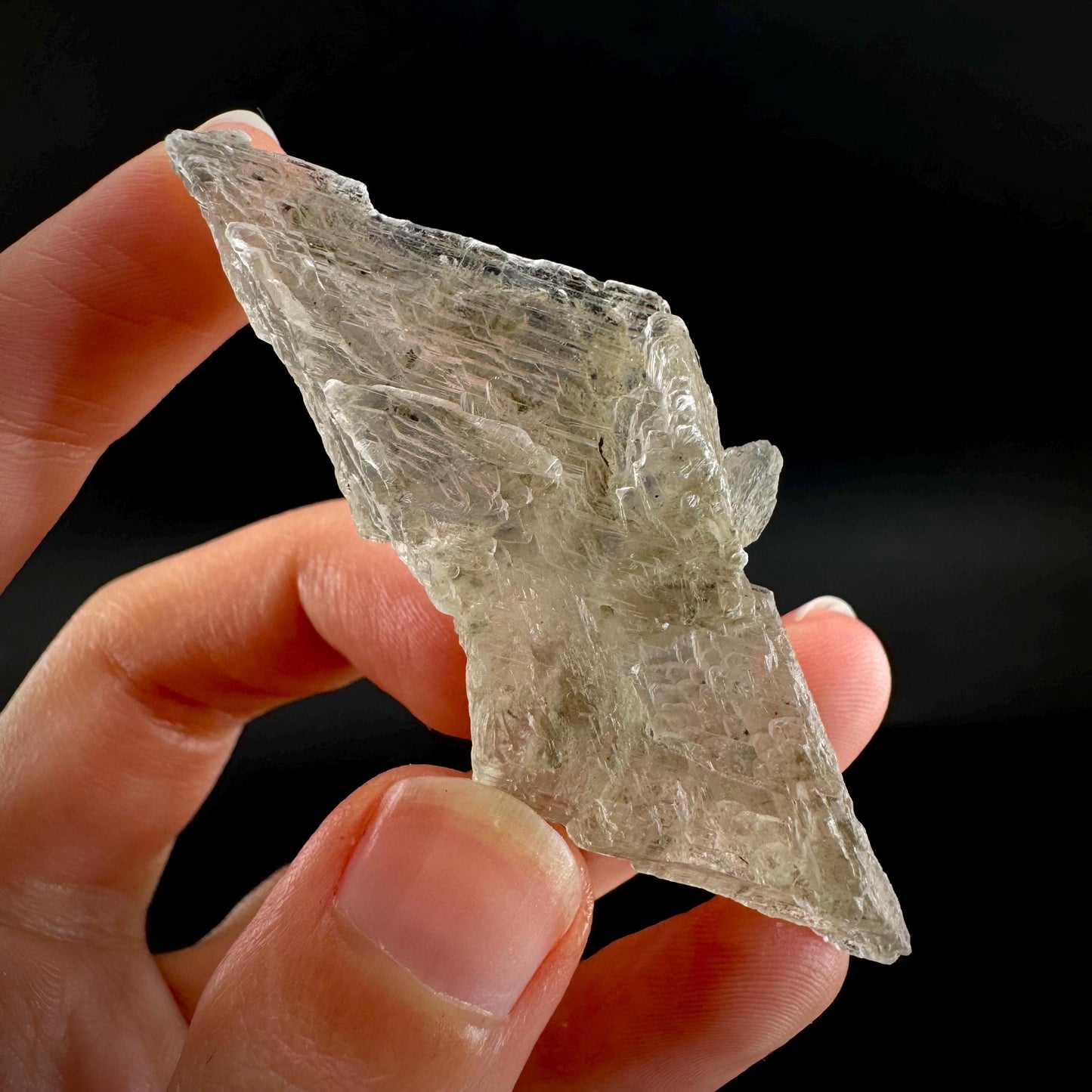 Hourglass Selenite | Phosphorescent UV Reactive Gypsum Crystal from Canada