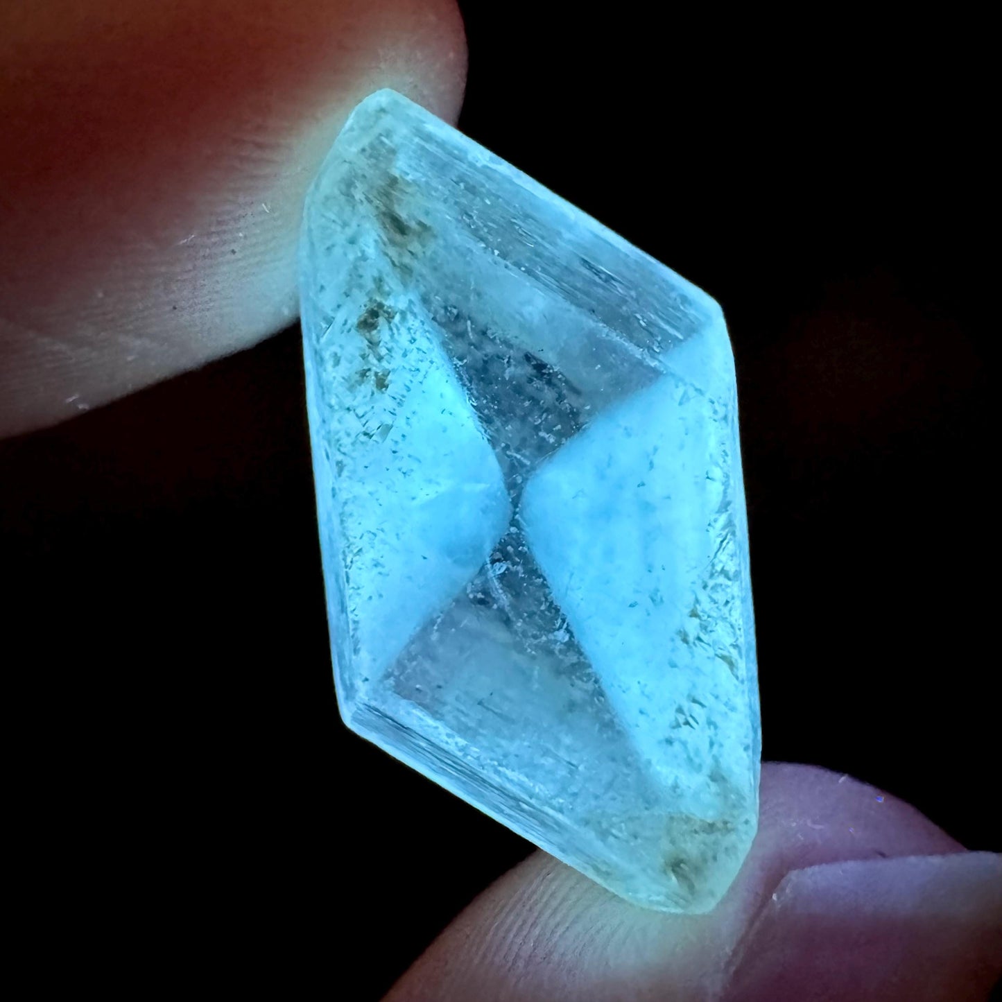 Hourglass Selenite | Phosphorescent UV Reactive Gypsum Crystal from Canada