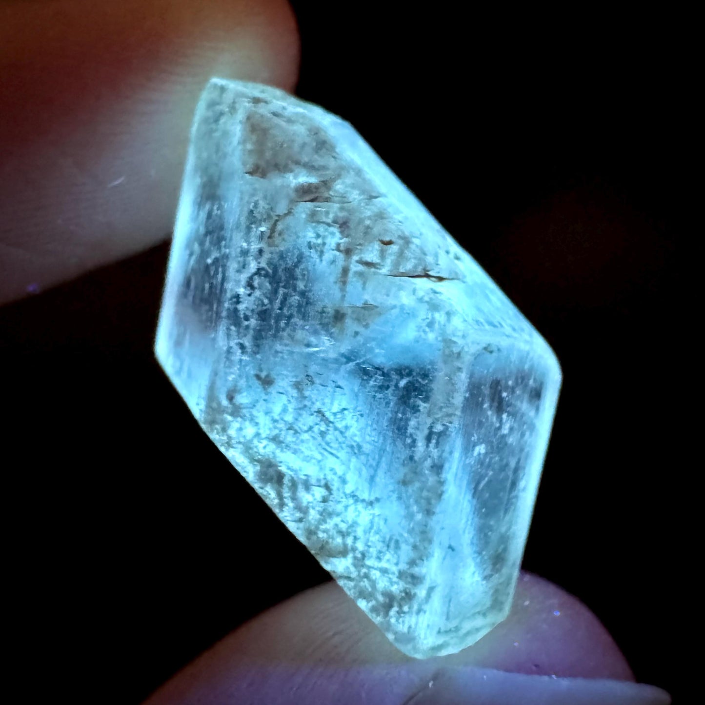 Hourglass Selenite | Phosphorescent UV Reactive Gypsum Crystal from Canada