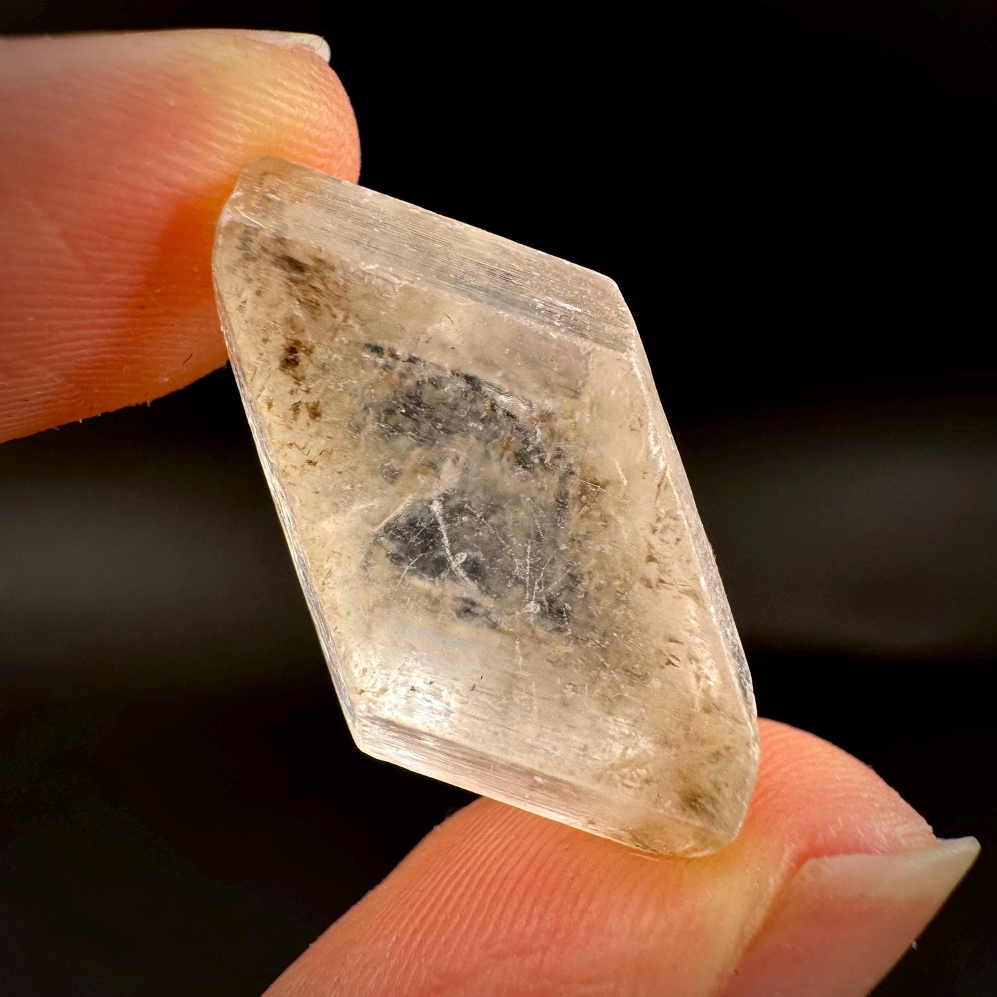 Hourglass Selenite | Phosphorescent UV Reactive Gypsum Crystal from Canada