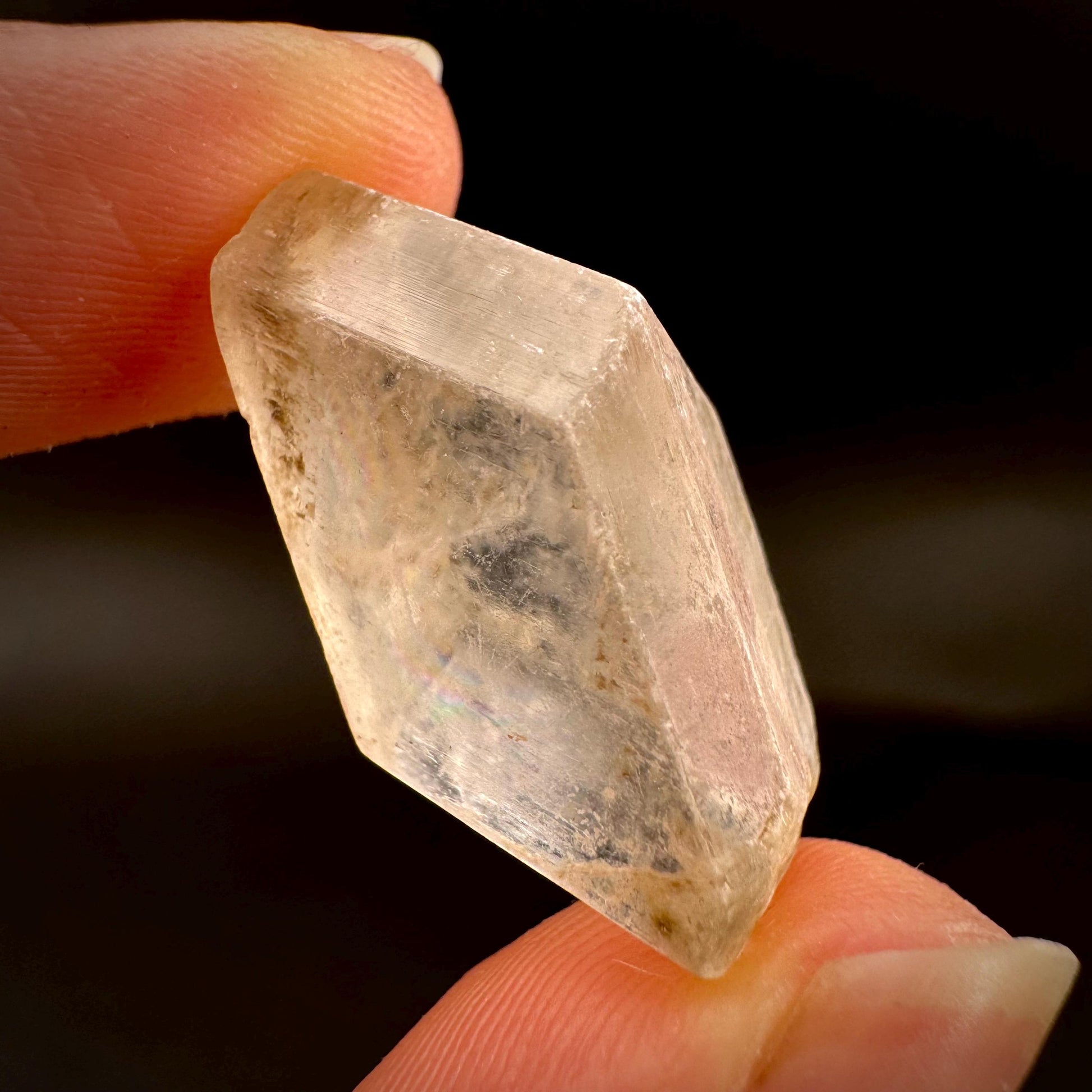 Hourglass Selenite | Phosphorescent UV Reactive Gypsum Crystal from Canada