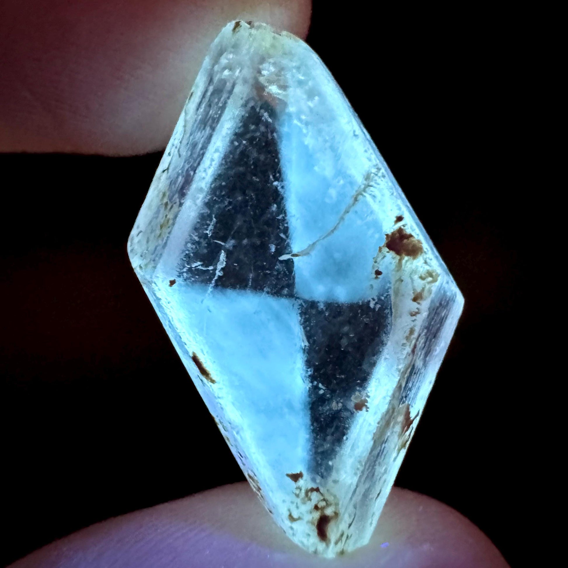 Hourglass Selenite | Phosphorescent UV Reactive Gypsum Crystal from Canada