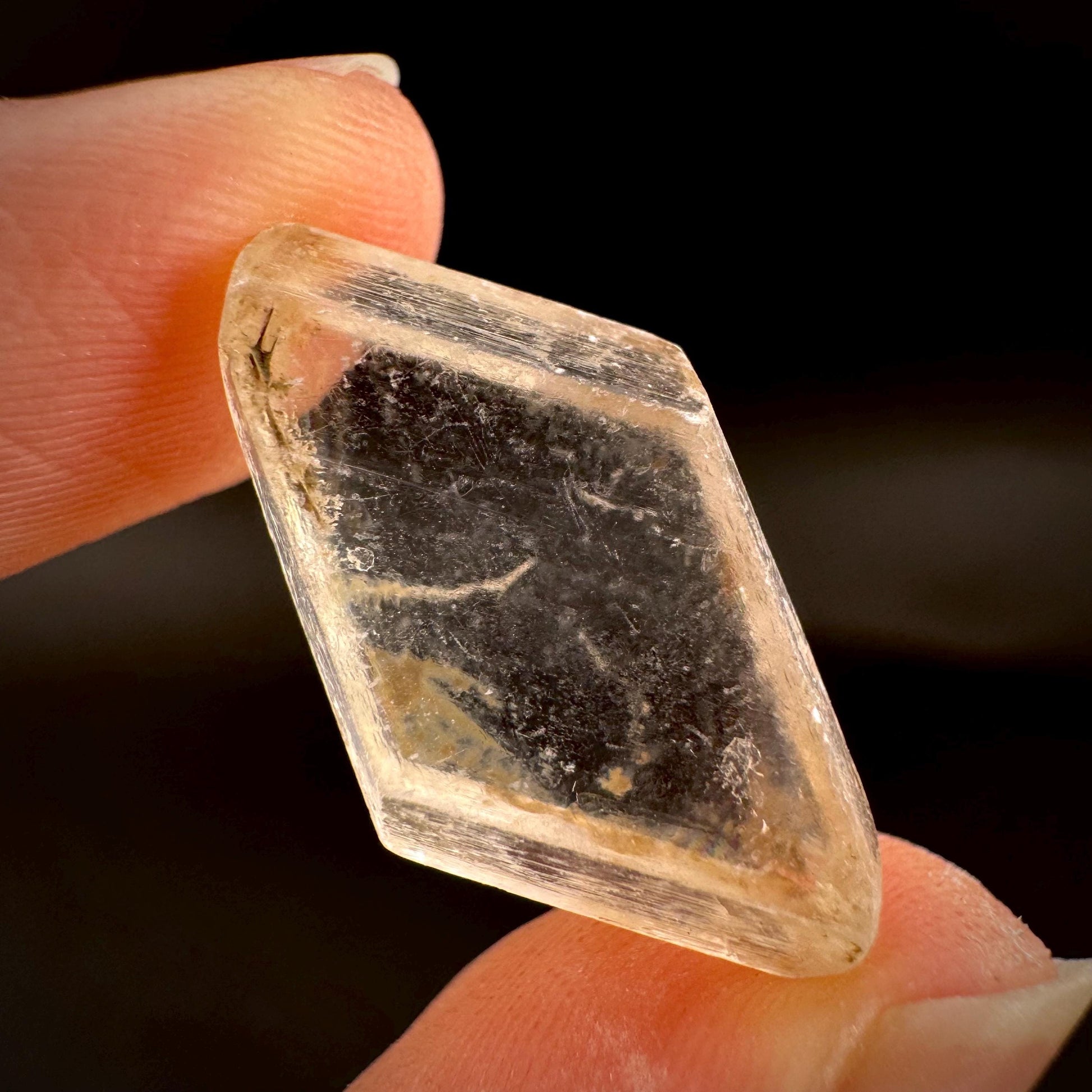 Hourglass Selenite | Phosphorescent UV Reactive Gypsum Crystal from Canada