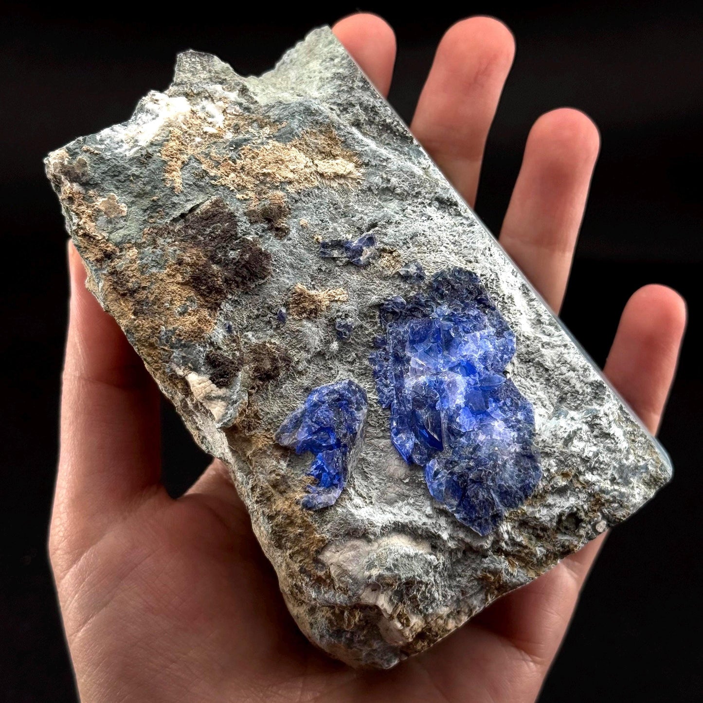 Benitoite with Joaquinite, Serandite & Neptunite (California, USA) | UV reactive benitoite crystal, rare mineral specimen