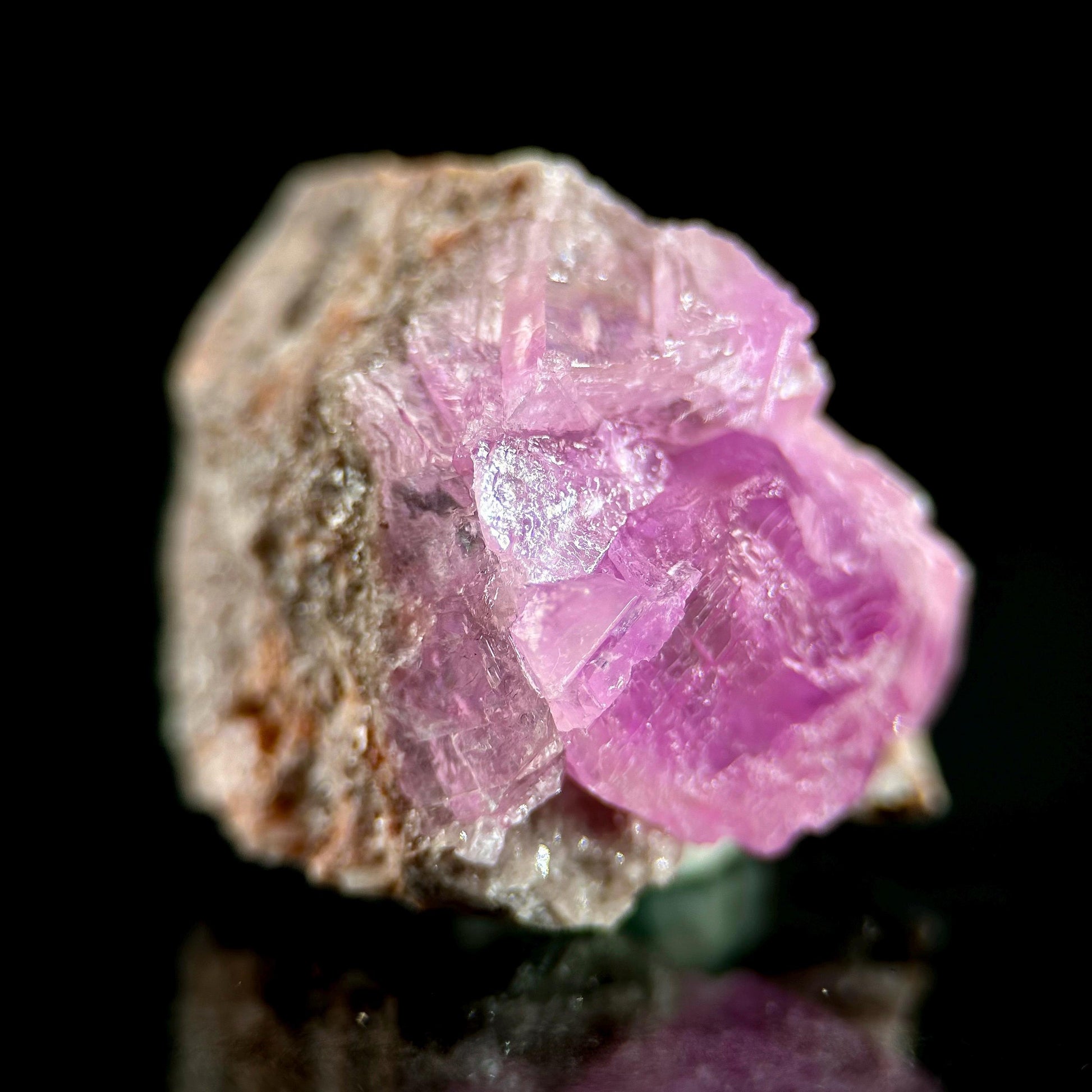 Gem Cobaltoan Calcite | translucent pink cobaltoan crystal cluster, mineral specimen
