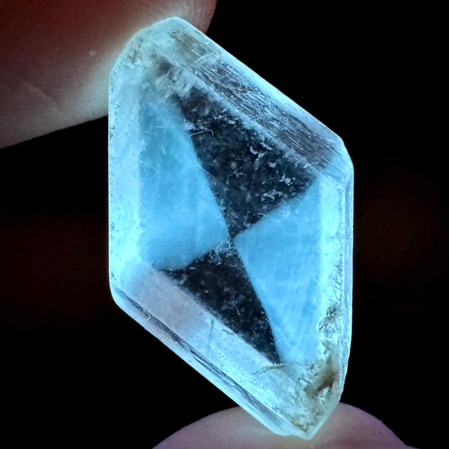 Hourglass Selenite | Phosphorescent UV Reactive Gypsum Crystal from Canada