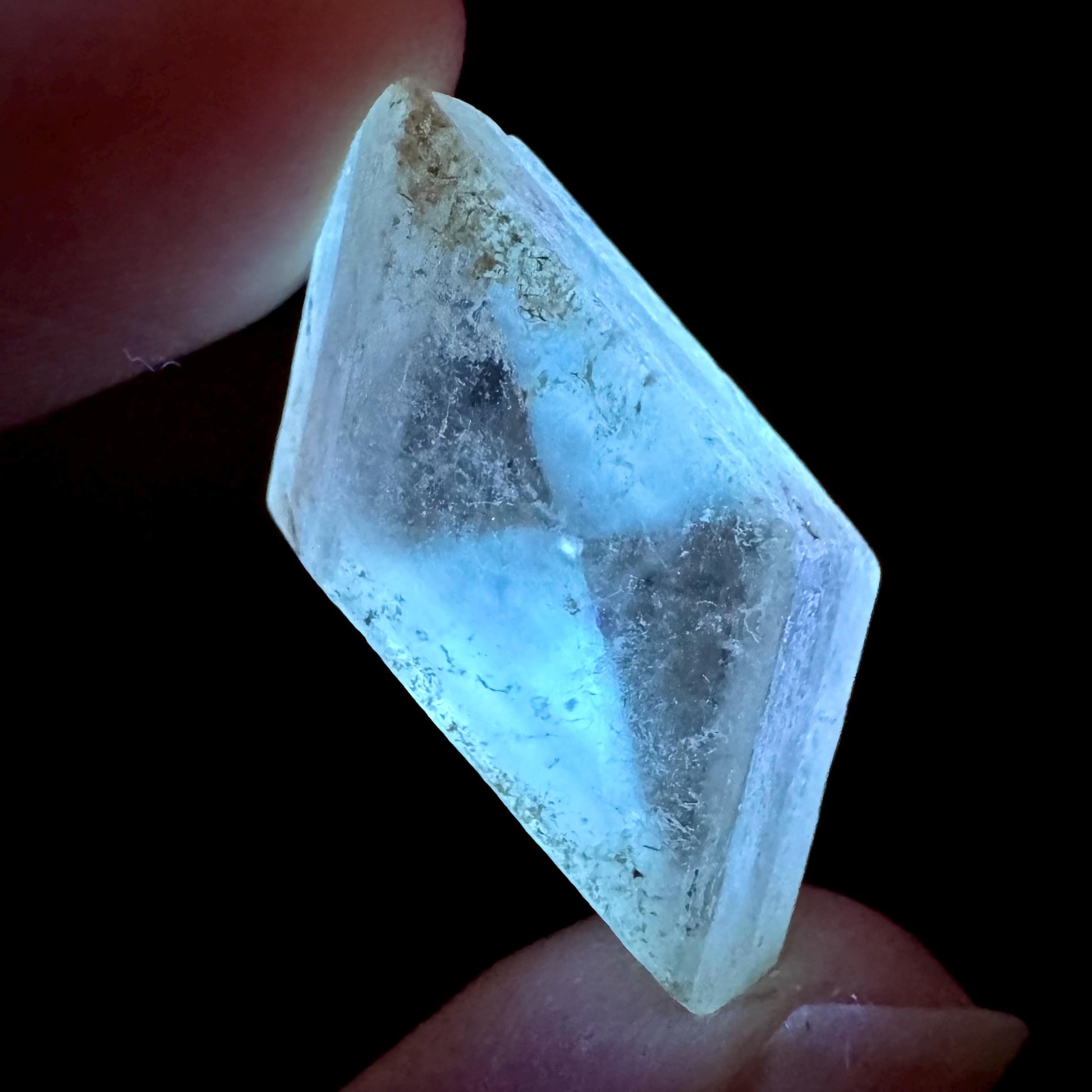 Hourglass Selenite | Phosphorescent UV Reactive Gypsum Crystal from Canada