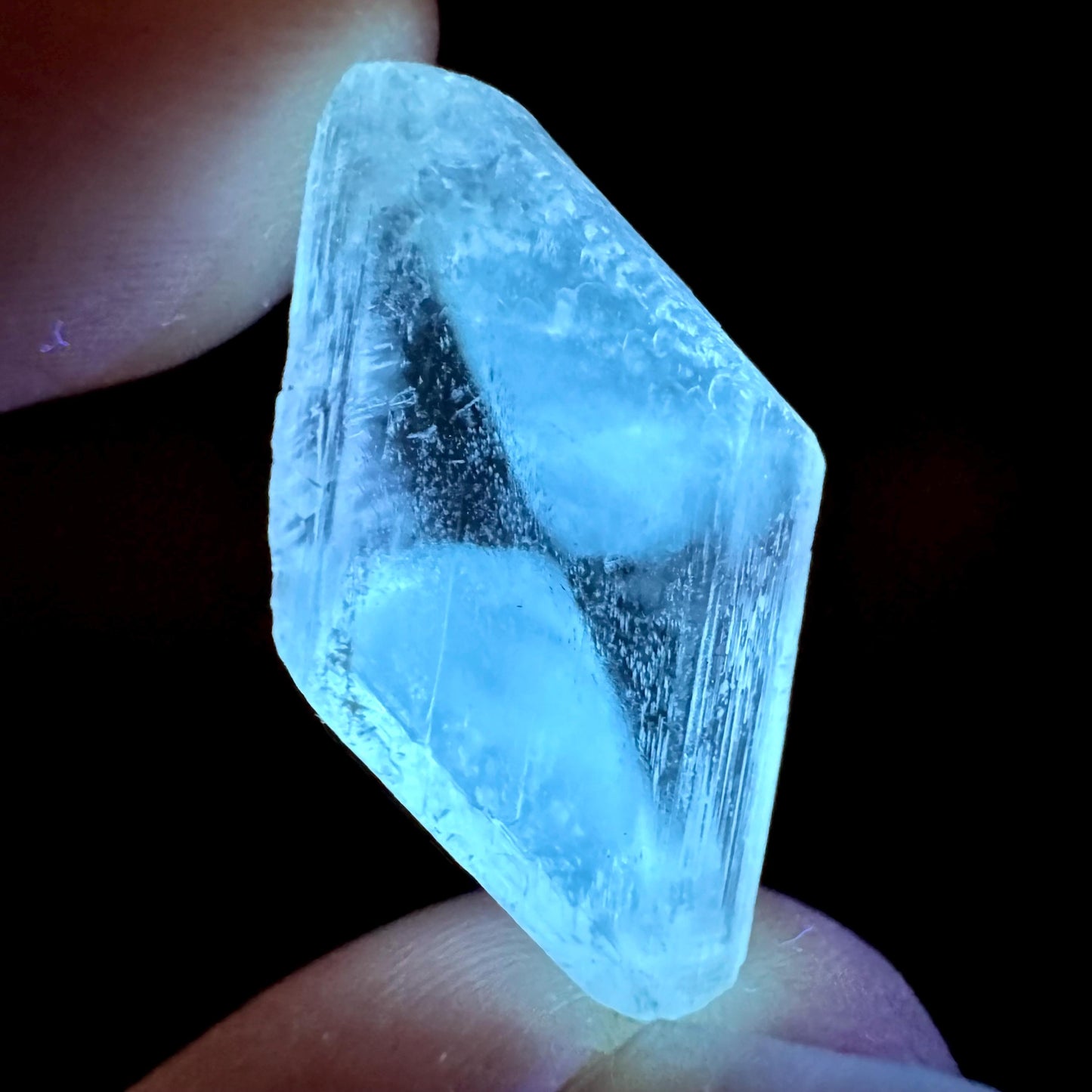 Hourglass Selenite | Phosphorescent UV Reactive Gypsum Crystal from Canada