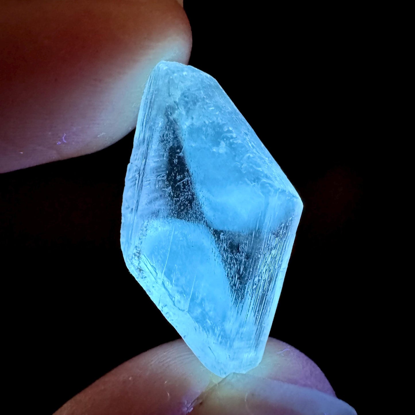 Hourglass Selenite | Phosphorescent UV Reactive Gypsum Crystal from Canada