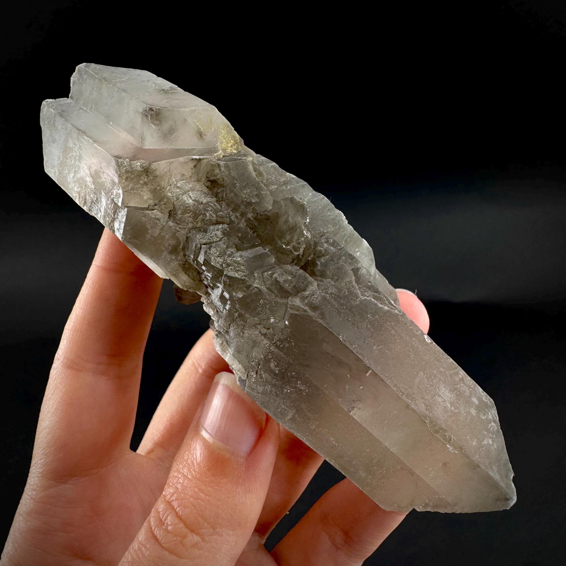 Hourglass Selenite | Phosphorescent UV Reactive Gypsum Crystal from Canada