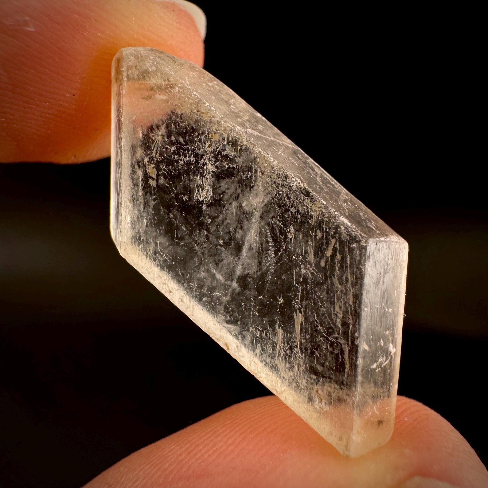 Hourglass Selenite | Phosphorescent UV Reactive Gypsum Crystal from Canada