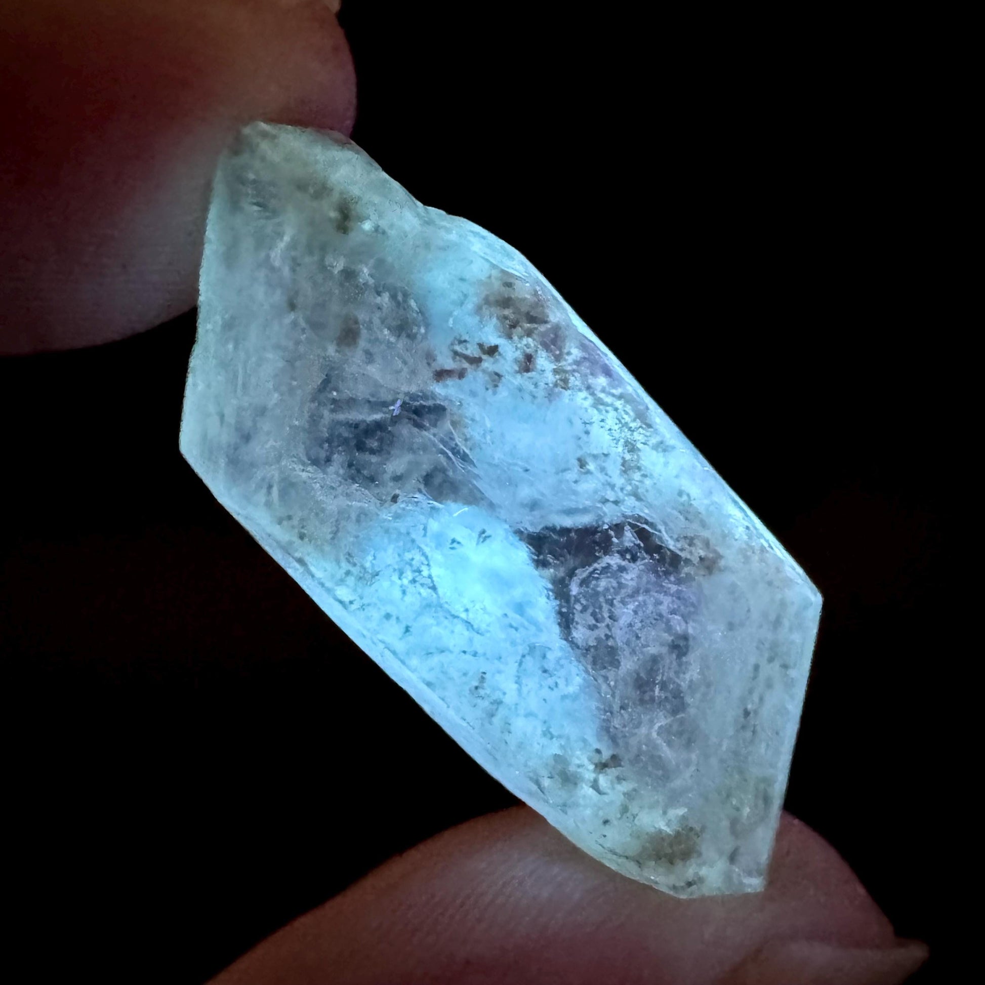 Hourglass Selenite | Phosphorescent UV Reactive Gypsum Crystal from Canada