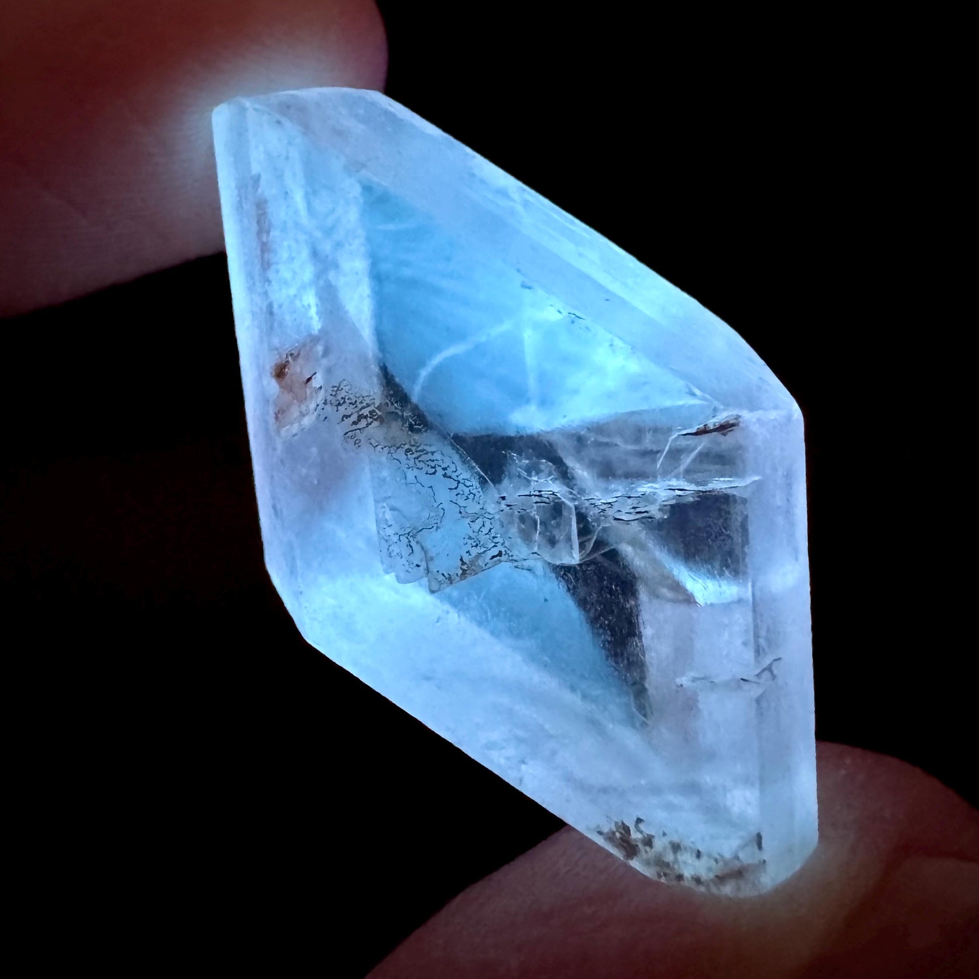 Hourglass Selenite | Phosphorescent UV Reactive Gypsum Crystal from Canada