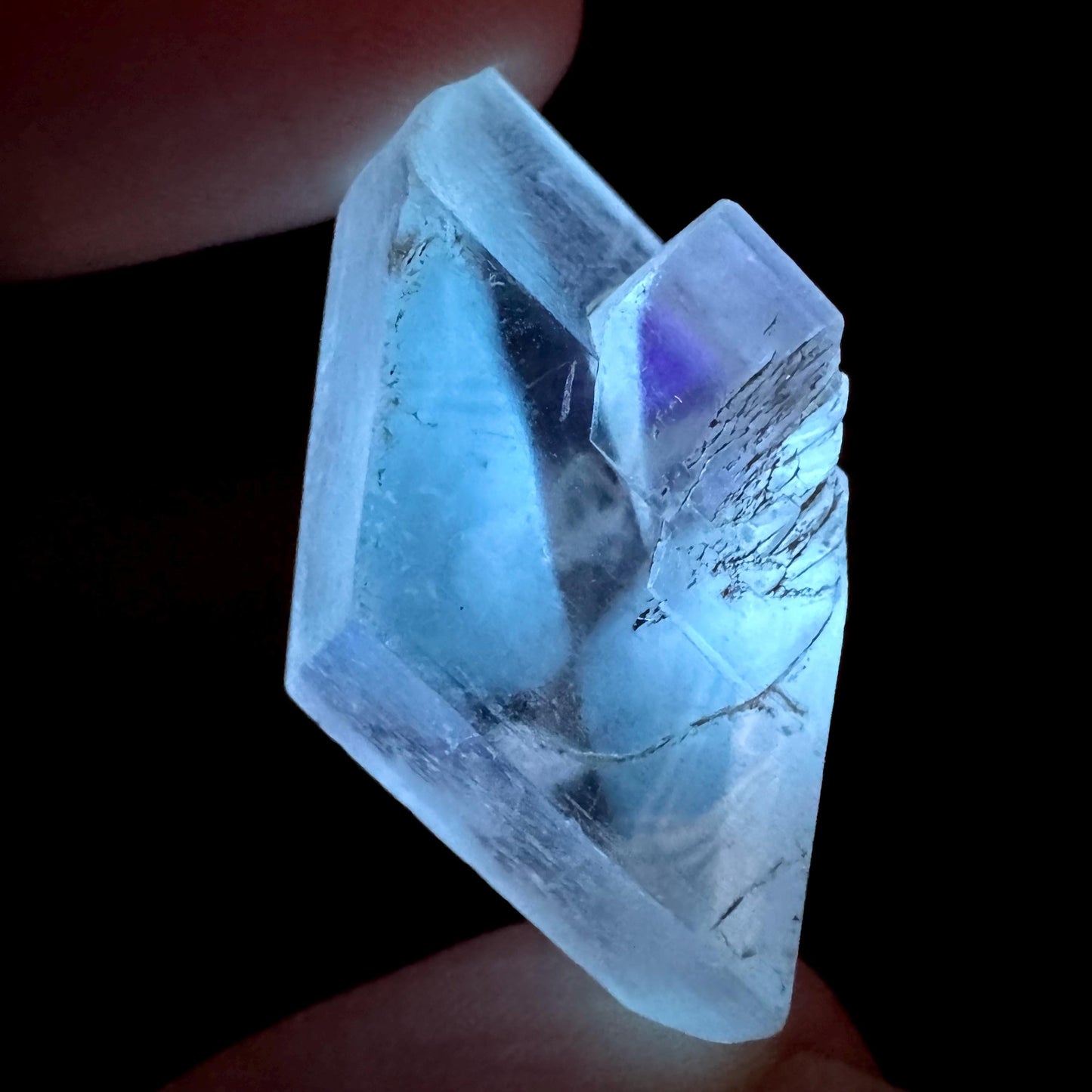 Hourglass Selenite | Phosphorescent UV Reactive Gypsum Crystal from Canada