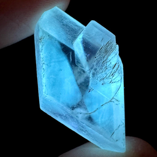 Hourglass Selenite | Phosphorescent UV Reactive Gypsum Crystal from Canada