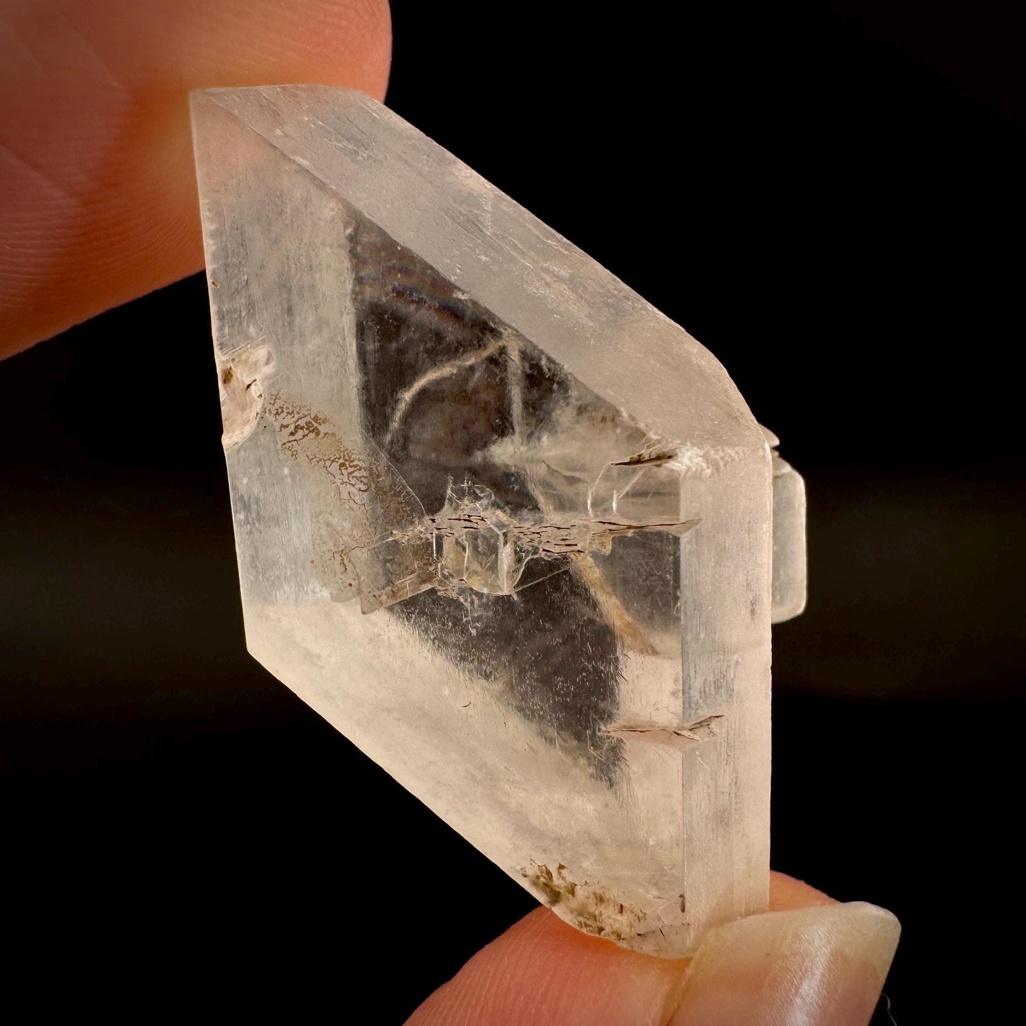 Hourglass Selenite | Phosphorescent UV Reactive Gypsum Crystal from Canada