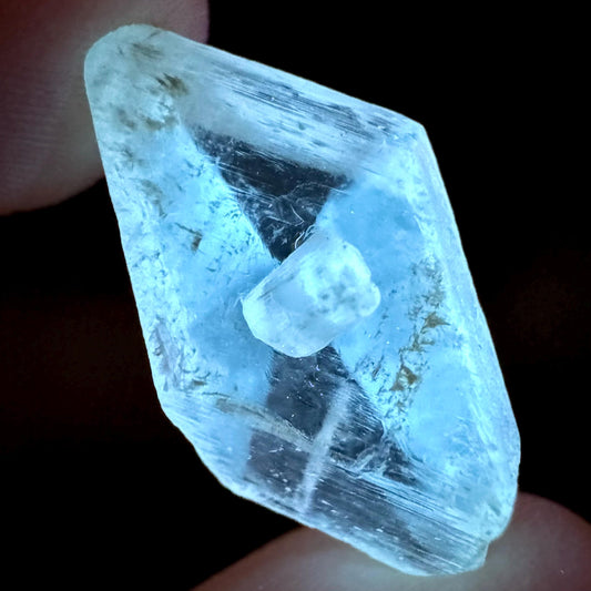 Hourglass Selenite | Phosphorescent UV Reactive Gypsum Crystal from Canada