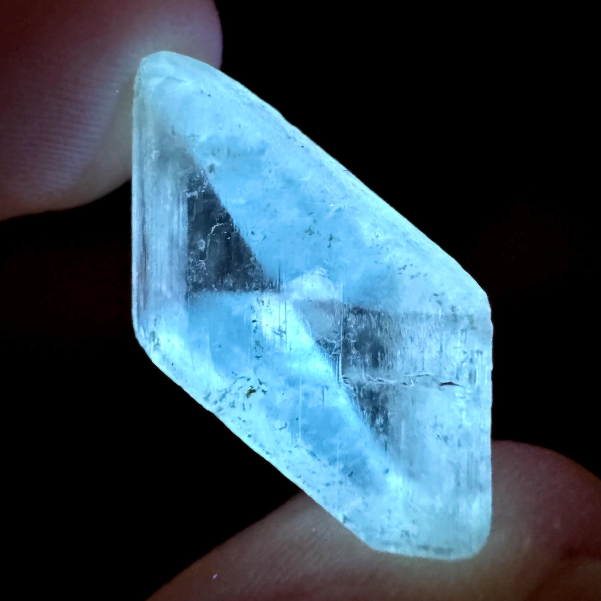Hourglass Selenite | Phosphorescent UV Reactive Gypsum Crystal from Canada