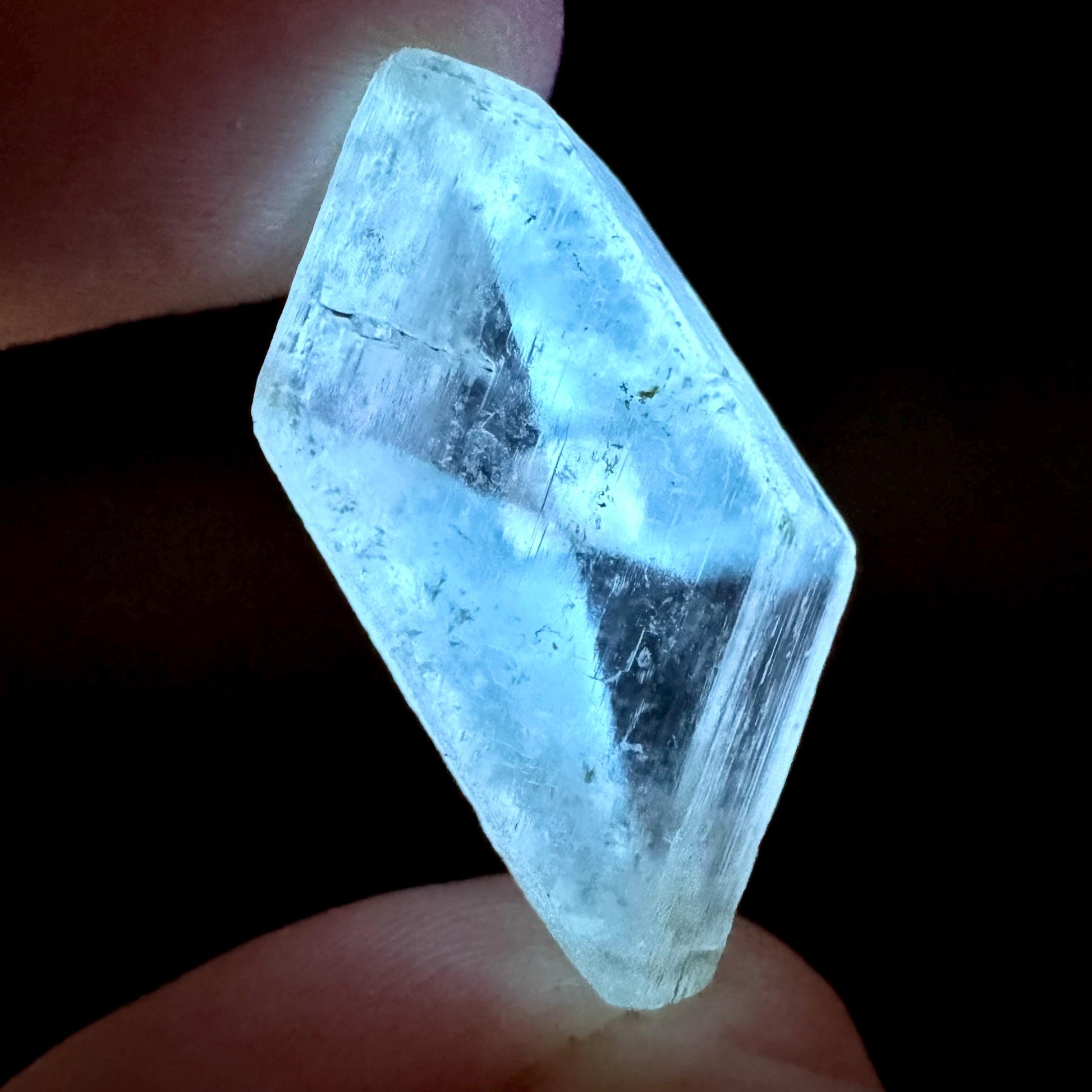 Hourglass Selenite | Phosphorescent UV Reactive Gypsum Crystal from Canada