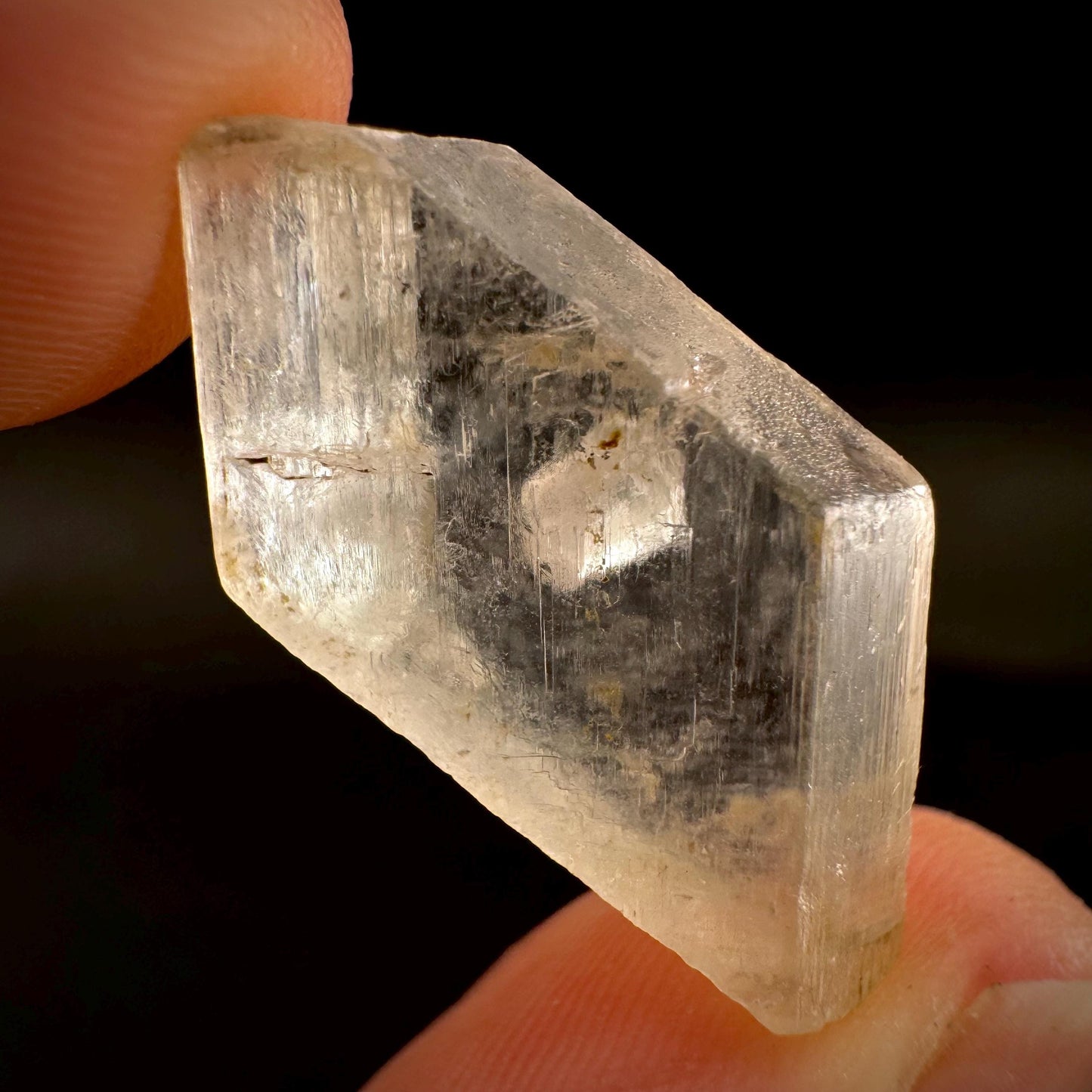 Hourglass Selenite | Phosphorescent UV Reactive Gypsum Crystal from Canada