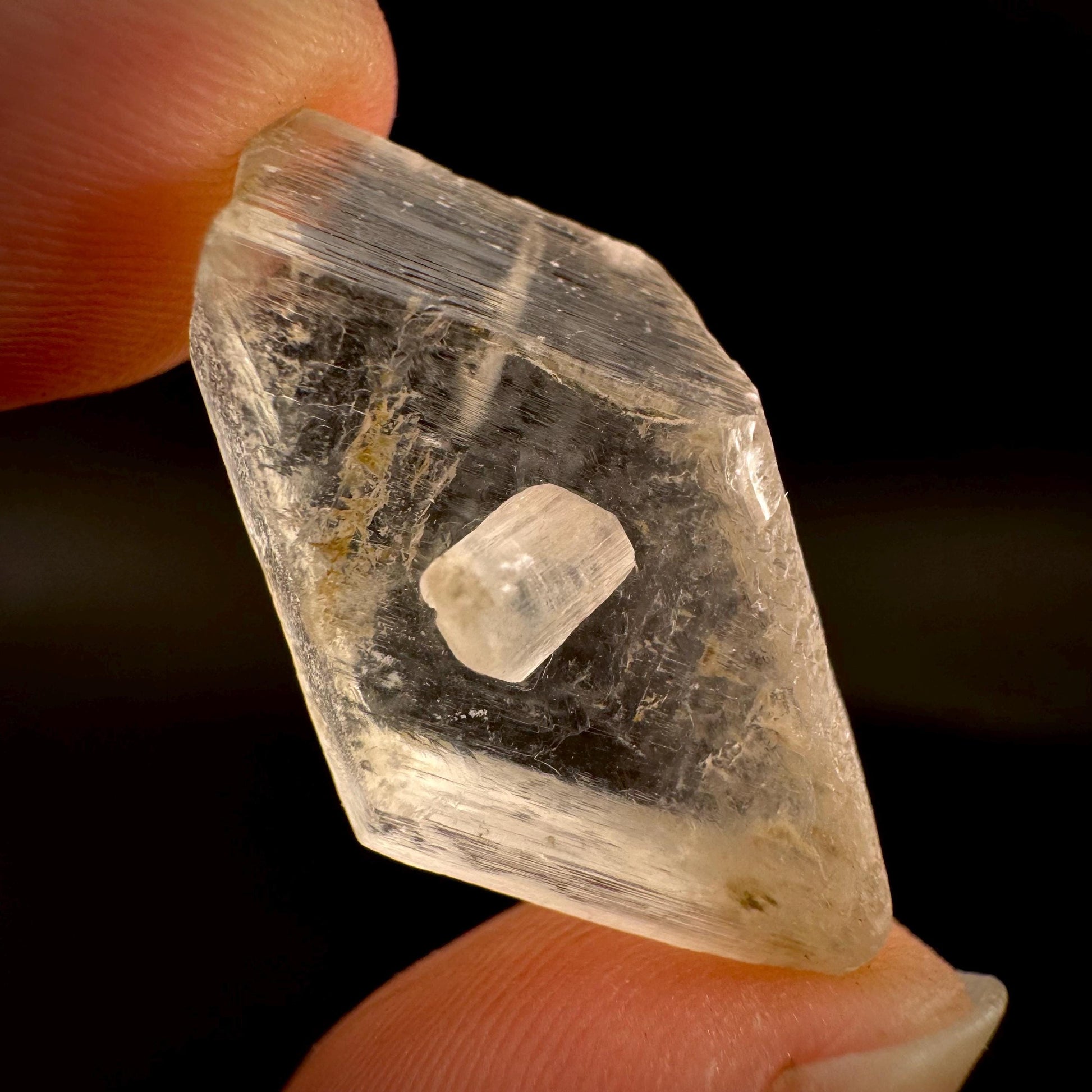 Hourglass Selenite | Phosphorescent UV Reactive Gypsum Crystal from Canada