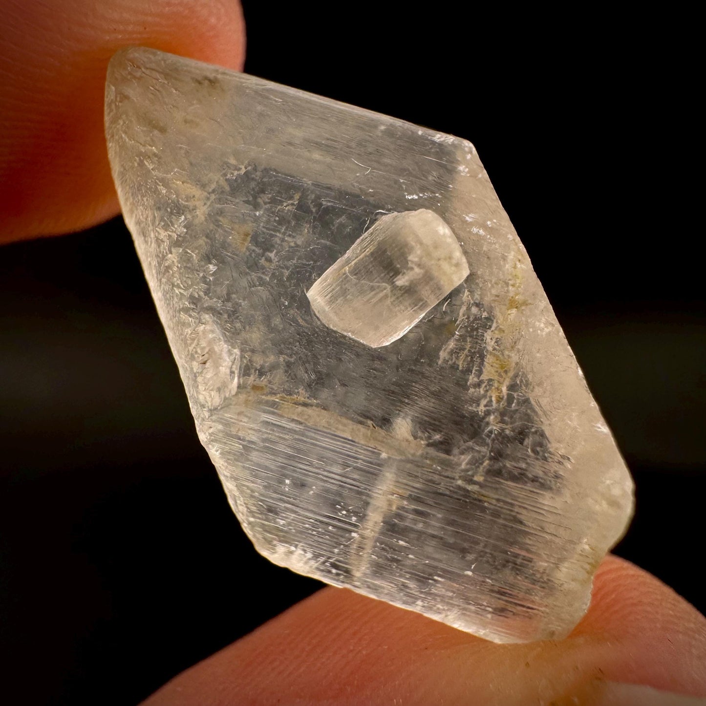 Hourglass Selenite | Phosphorescent UV Reactive Gypsum Crystal from Canada