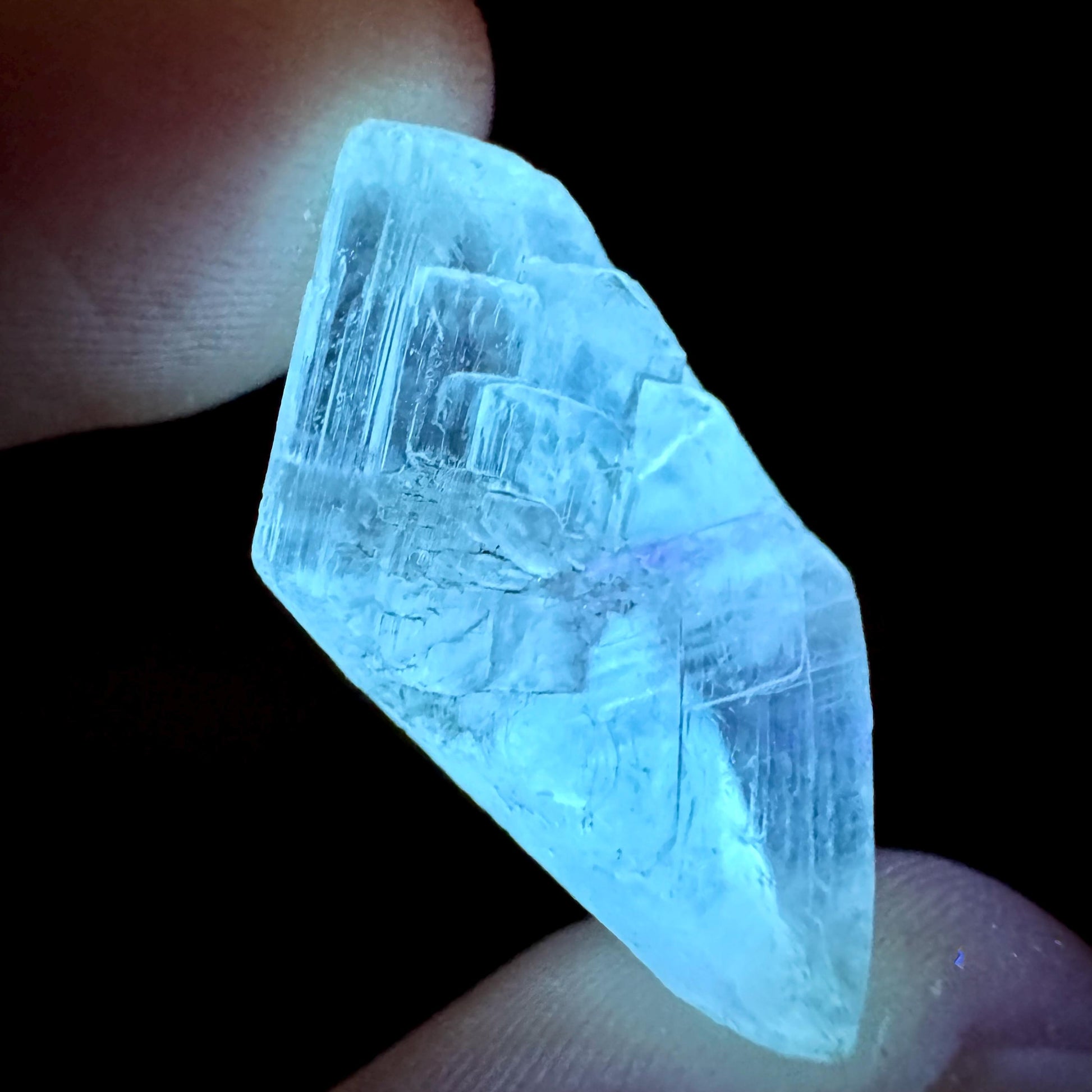 Hourglass Selenite | Phosphorescent UV Reactive Gypsum Crystal from Canada