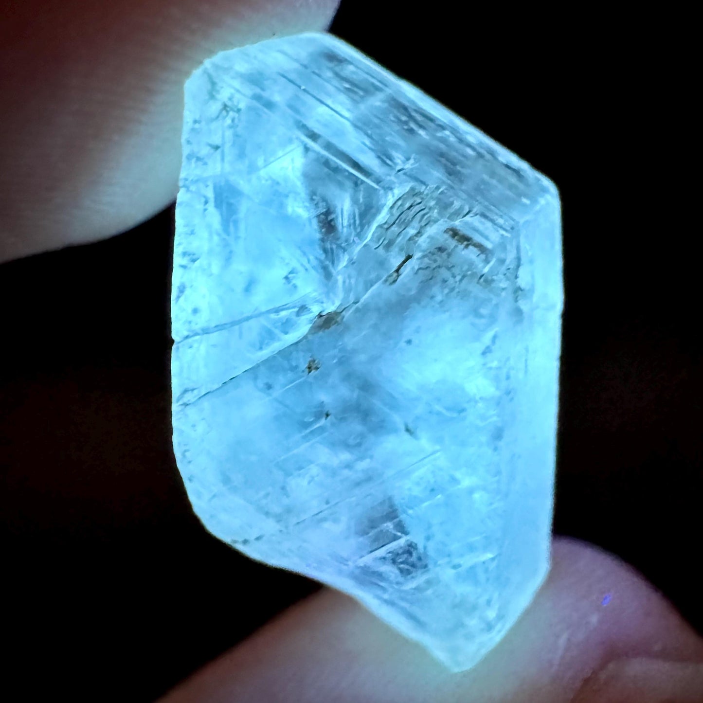 Hourglass Selenite | Phosphorescent UV Reactive Gypsum Crystal from Canada
