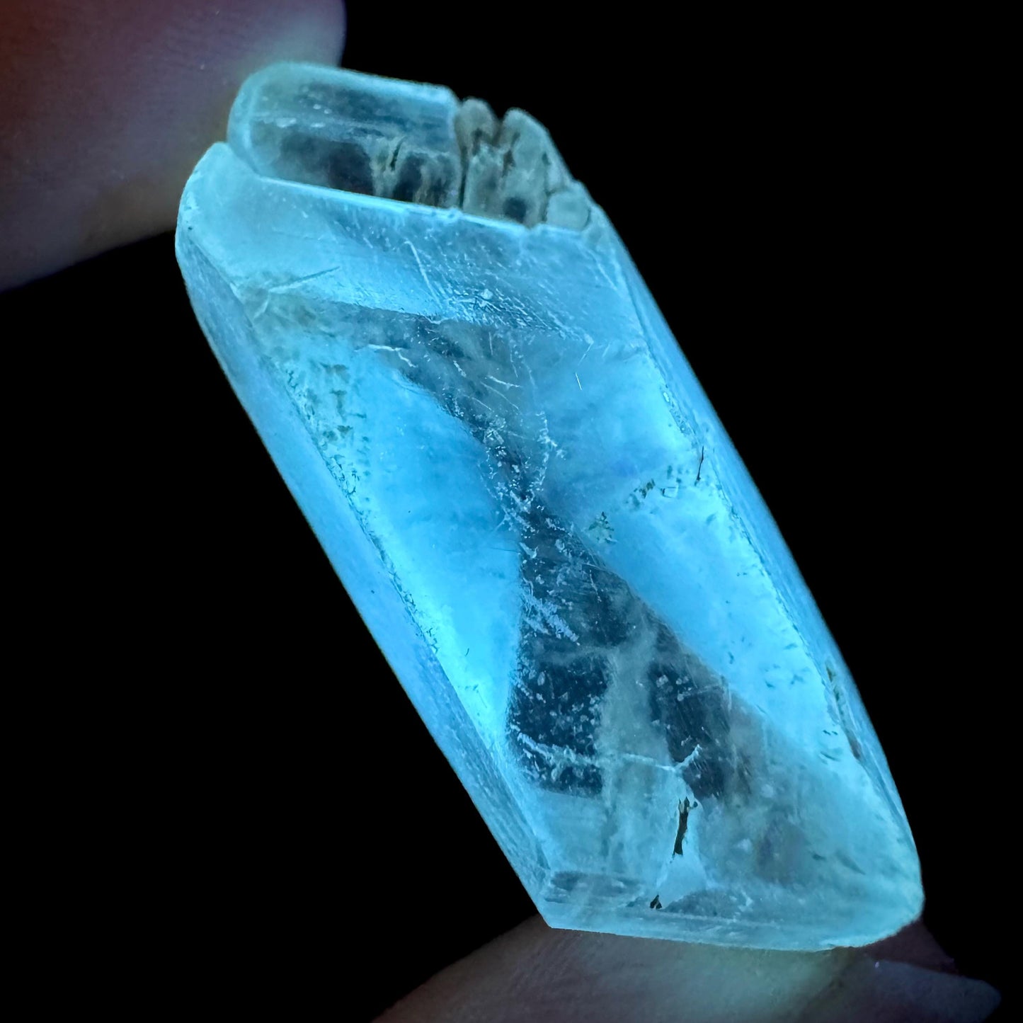 Hourglass Selenite | Phosphorescent UV Reactive Gypsum Crystal from Canada