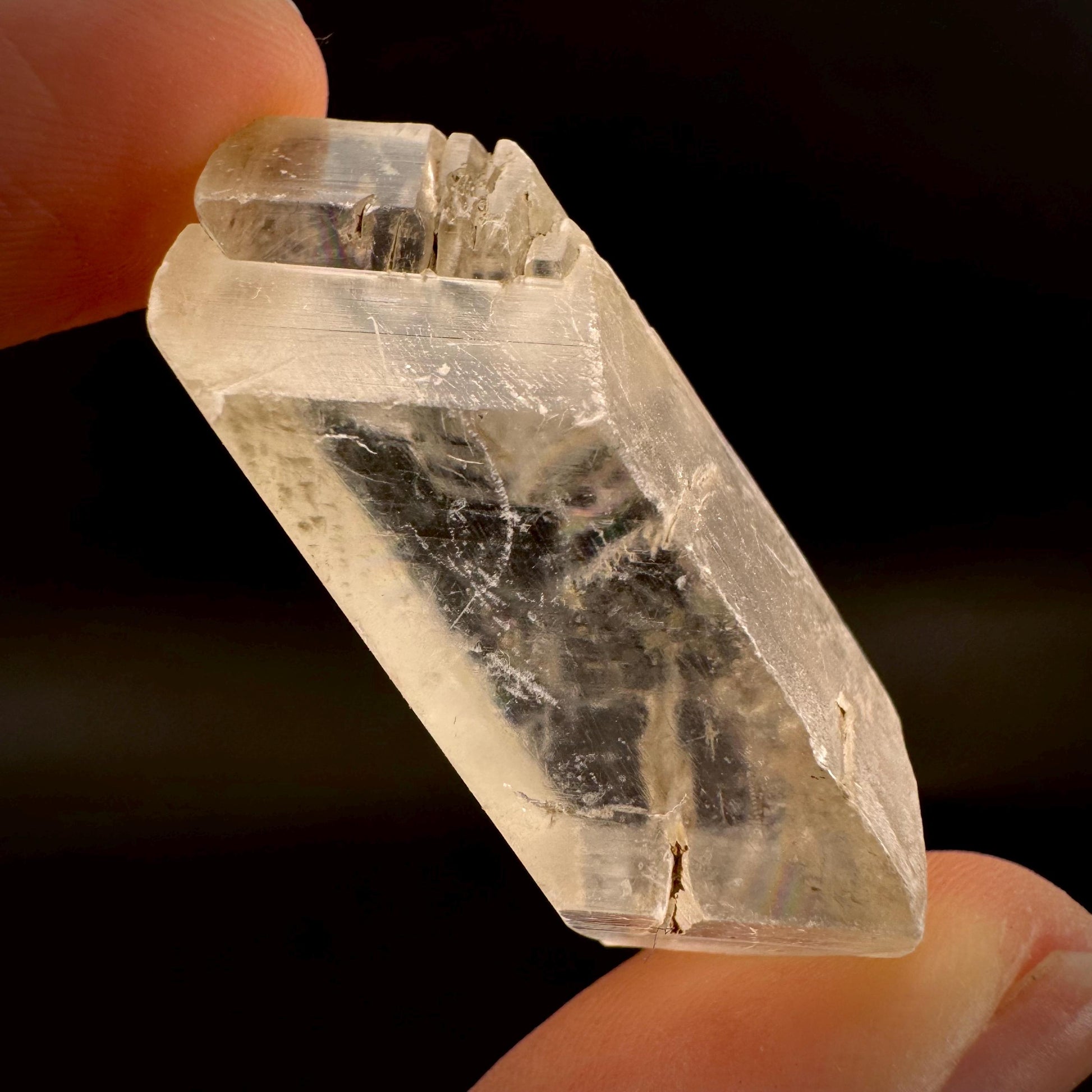 Hourglass Selenite | Phosphorescent UV Reactive Gypsum Crystal from Canada