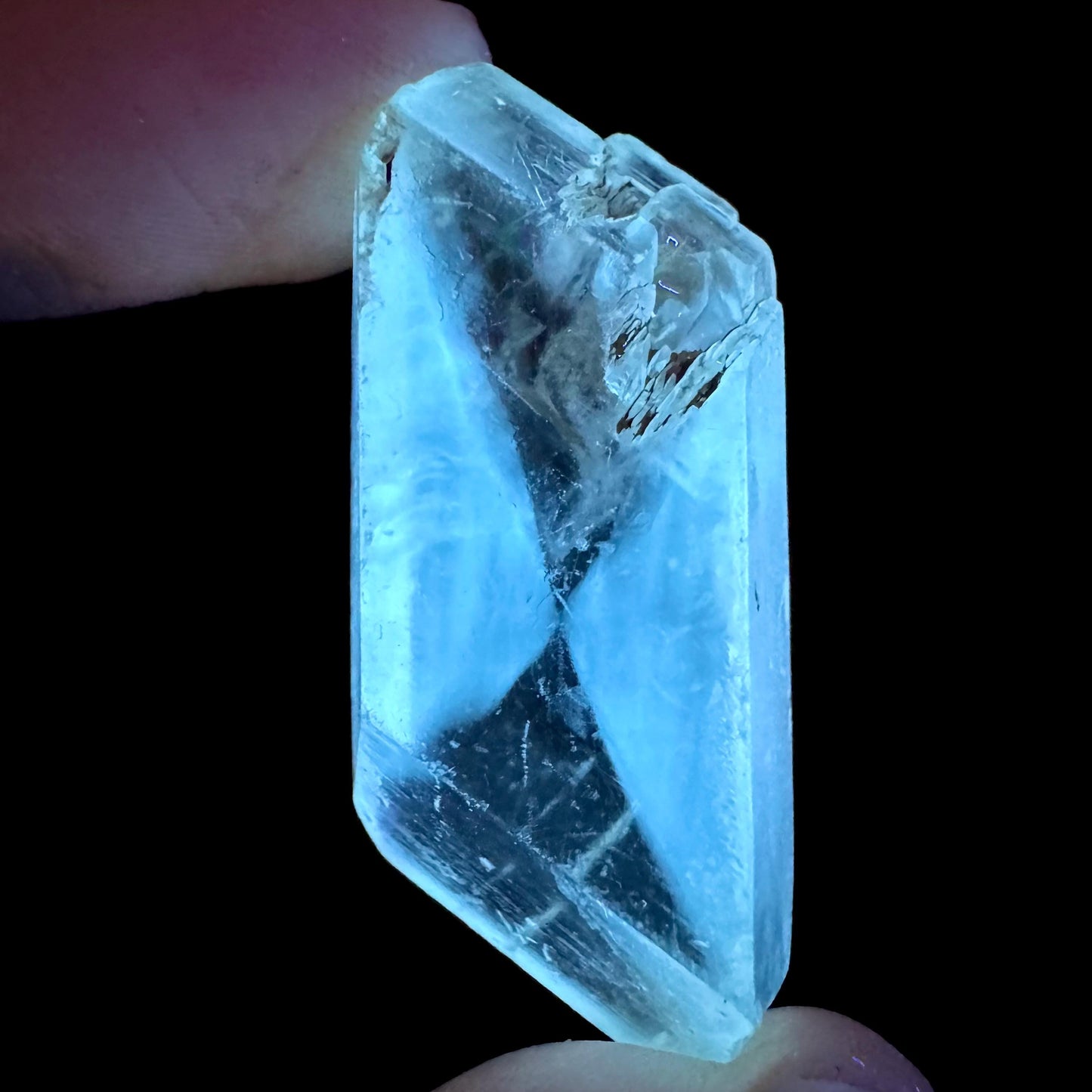 Hourglass Selenite | Phosphorescent UV Reactive Gypsum Crystal from Canada