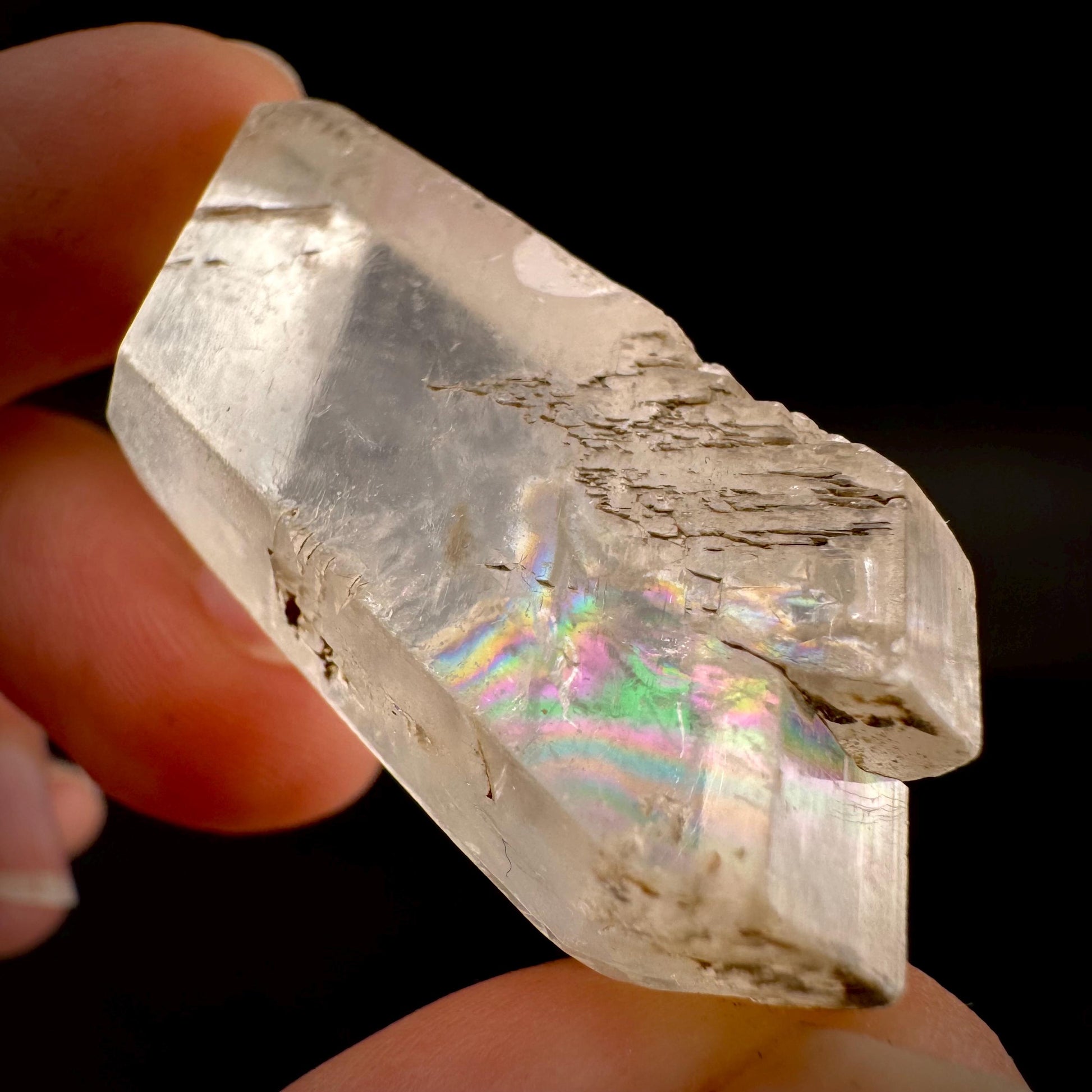 Hourglass Selenite | Phosphorescent UV Reactive Gypsum Crystal from Canada