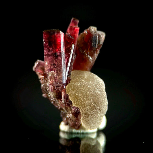 Rubellite Tourmaline with Quartz | red tourmaline crystal, mineral specimen from Madagascar