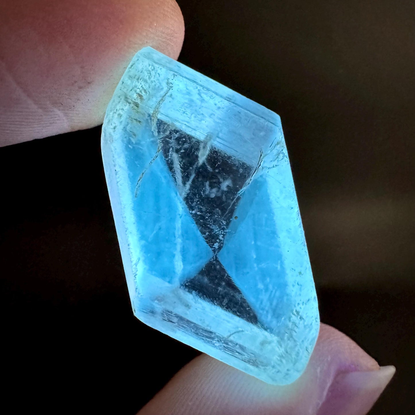 Hourglass Selenite | Phosphorescent UV Reactive Gypsum Crystal from Canada