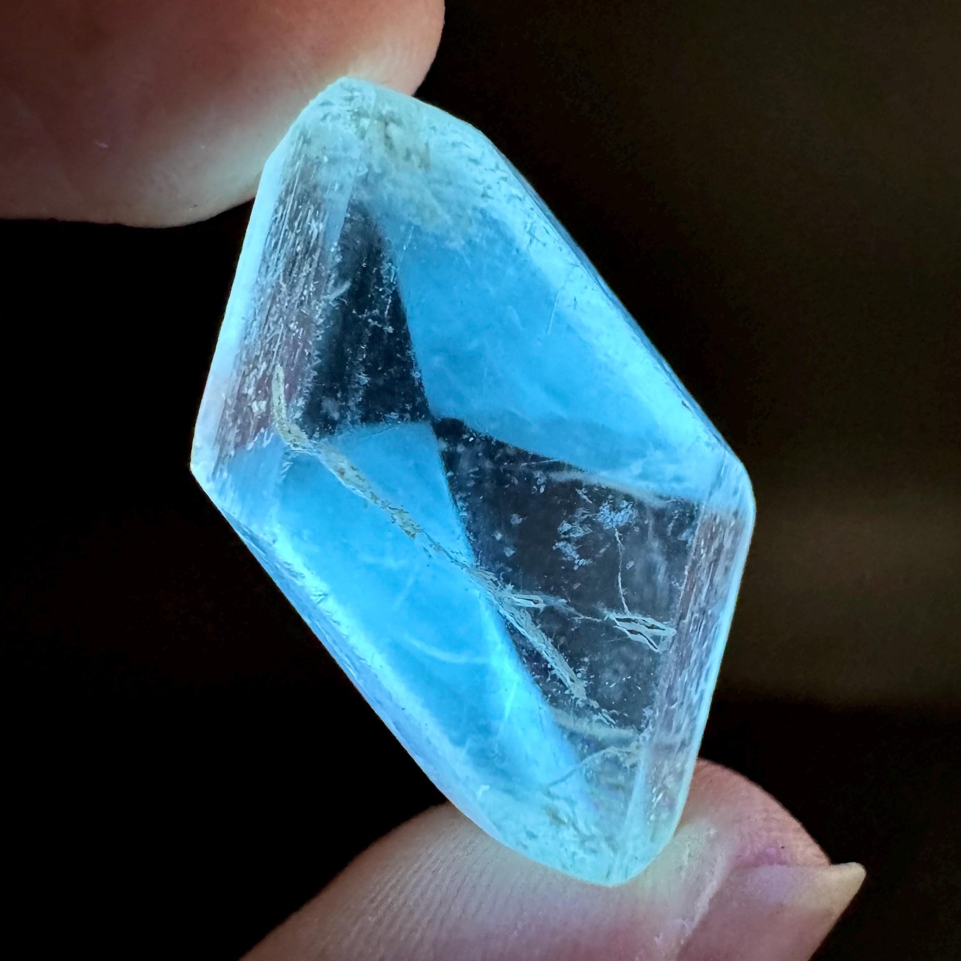 Hourglass Selenite | Phosphorescent UV Reactive Gypsum Crystal from Canada