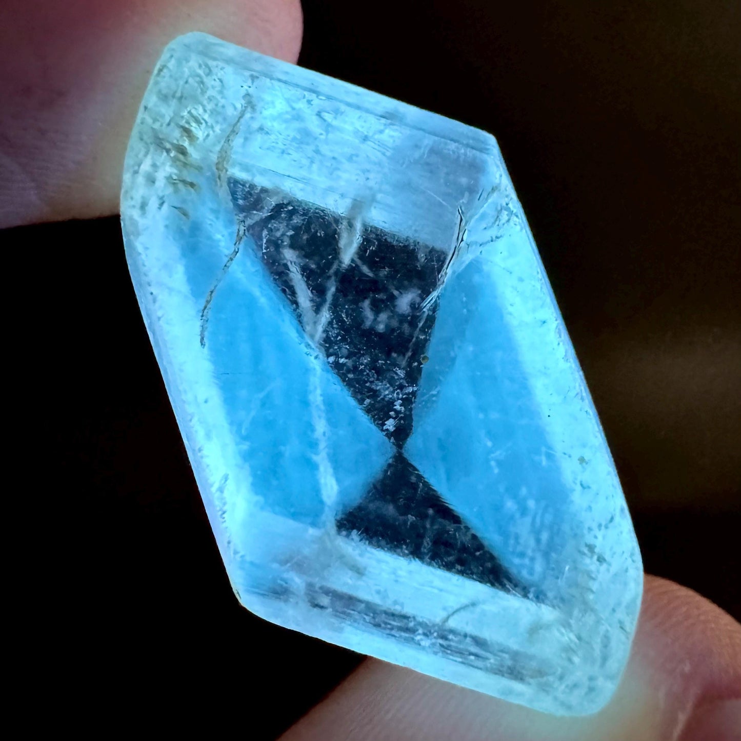 Hourglass Selenite | Phosphorescent UV Reactive Gypsum Crystal from Canada