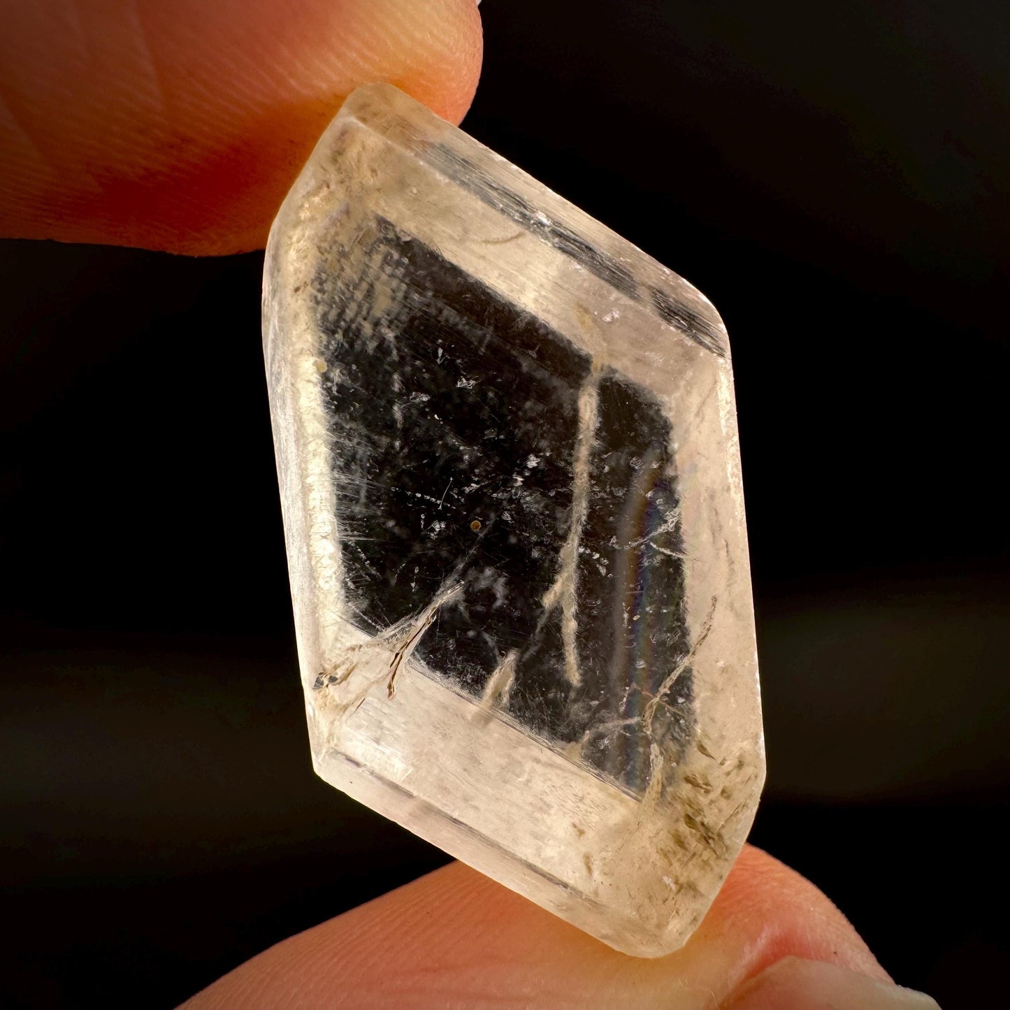 Hourglass Selenite | Phosphorescent UV Reactive Gypsum Crystal from Canada