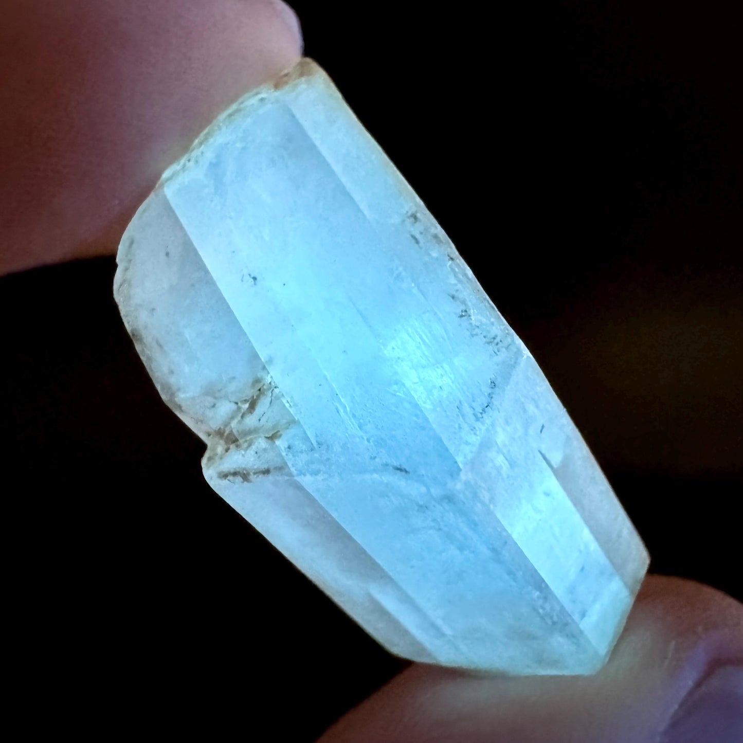Hourglass Selenite | Phosphorescent UV Reactive Gypsum Crystal from Canada