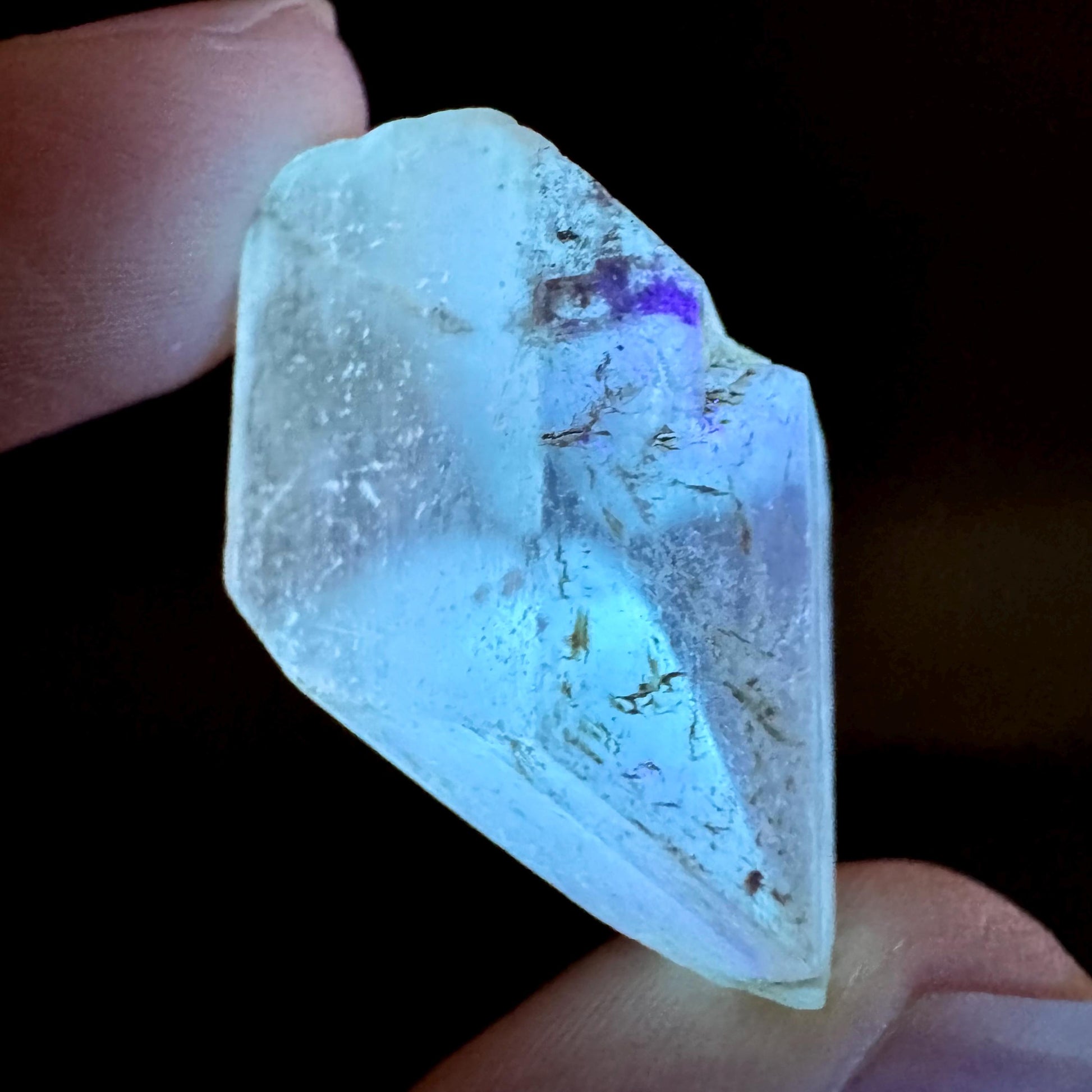 Hourglass Selenite | Phosphorescent UV Reactive Gypsum Crystal from Canada